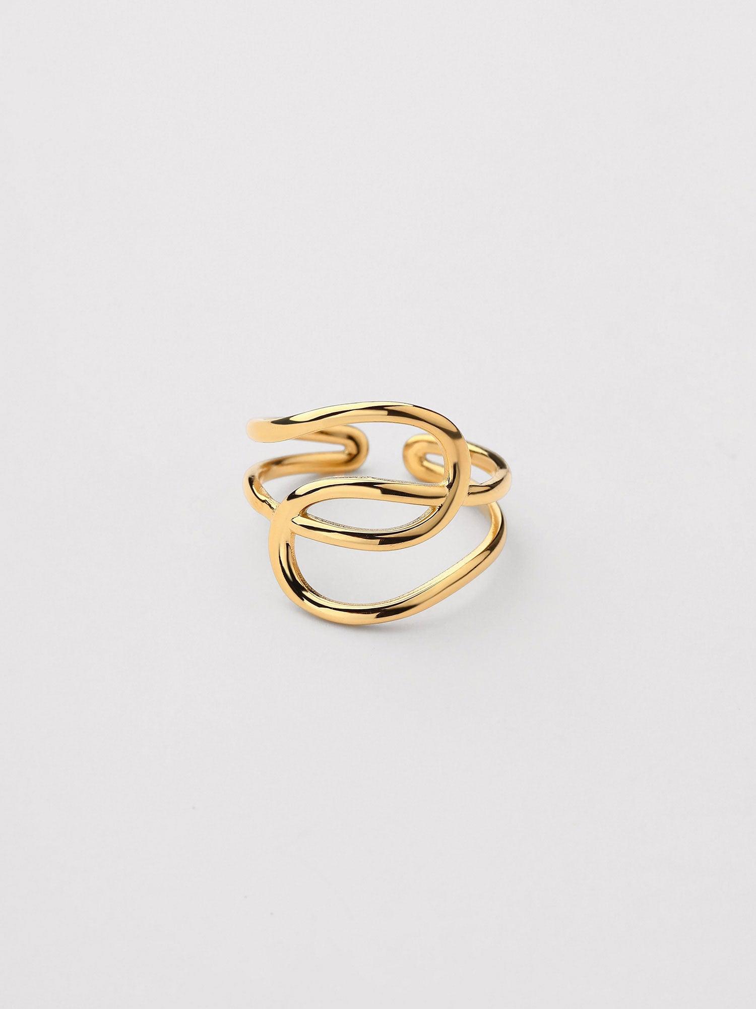 Anillo Azura Ajustable Zirconia Dorado