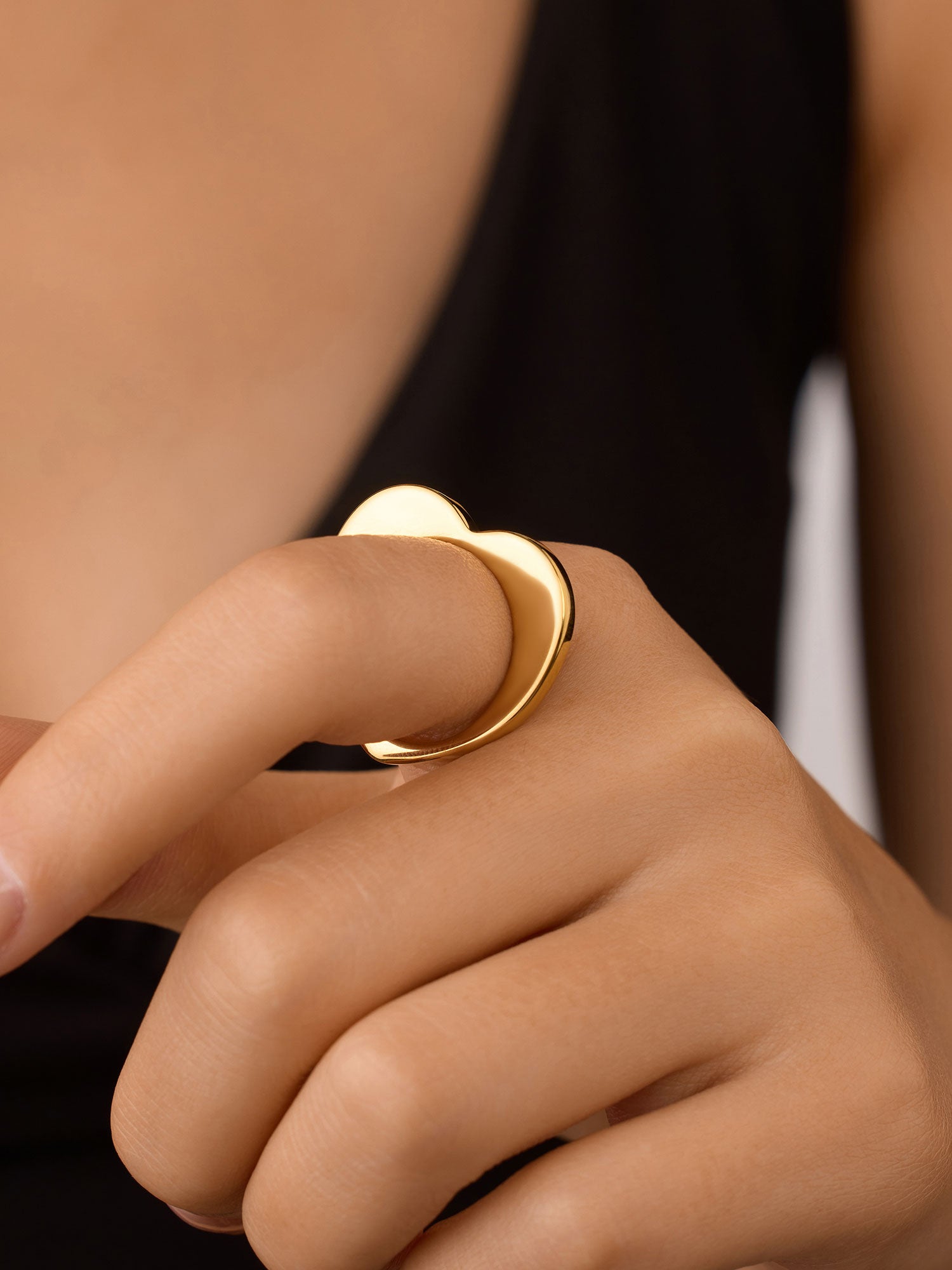 Anel Coração Veya Liso Dourado