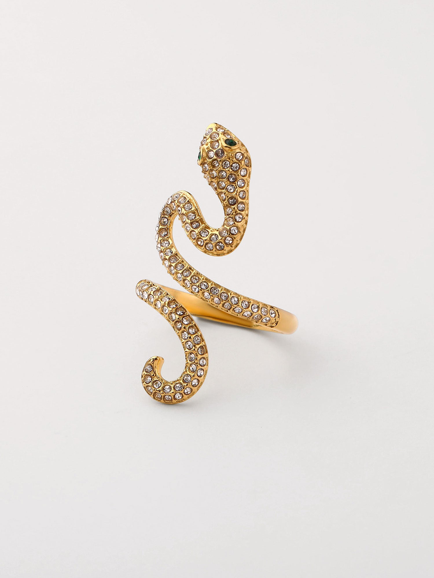 Anel serpente com zircónias Dourado