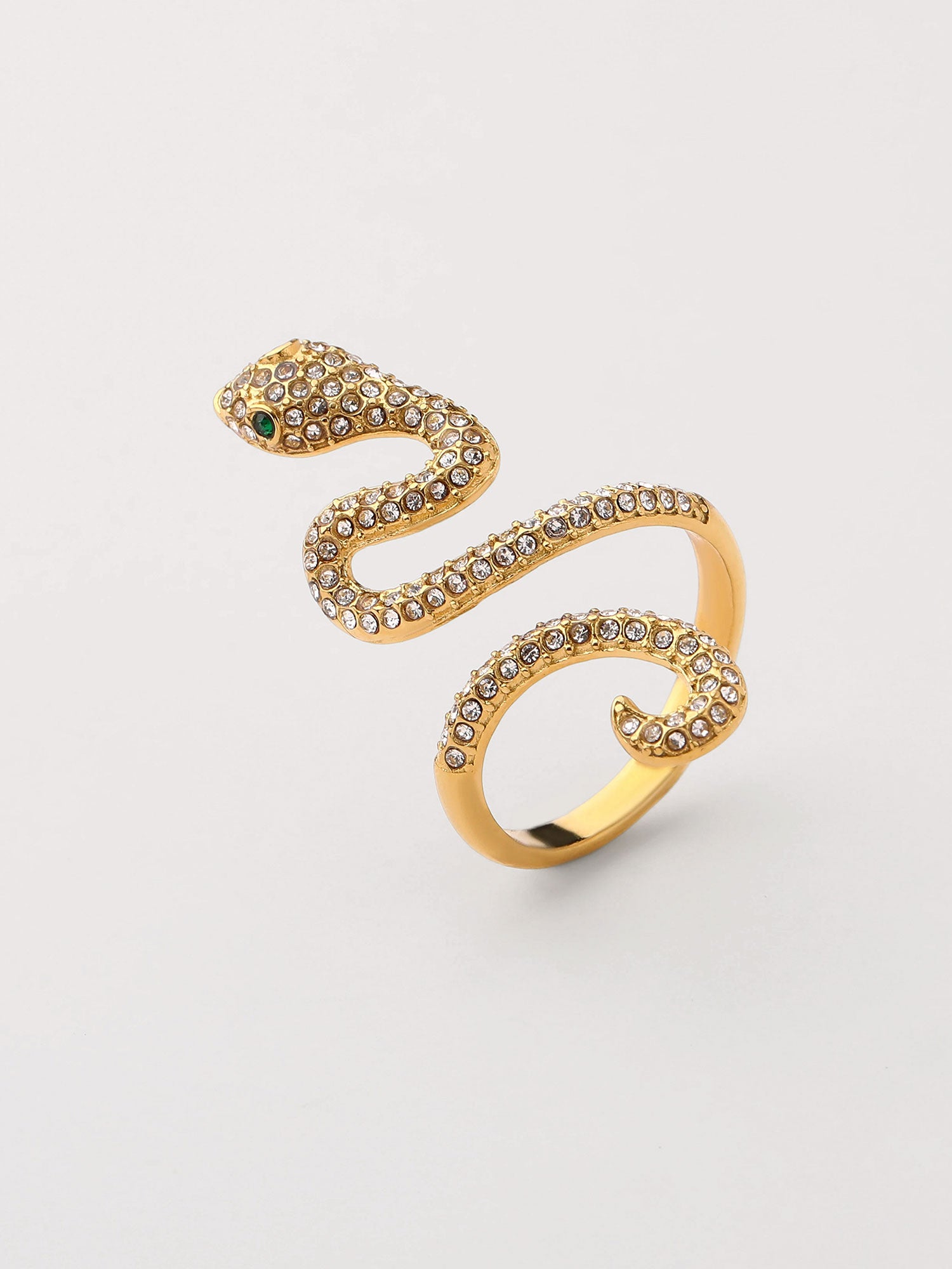 Anel serpente com zircónias Dourado
