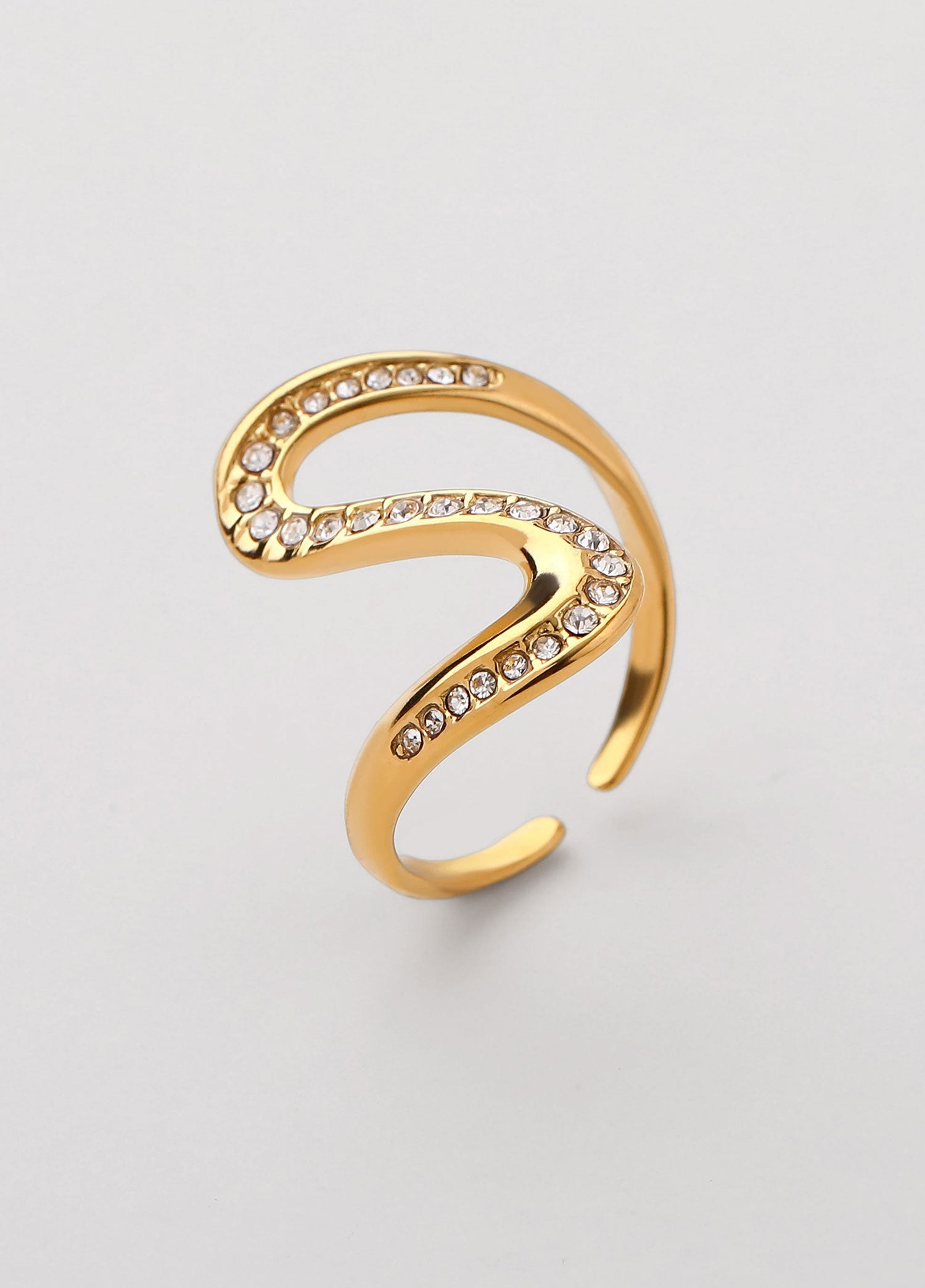 Anel com forma com zircónias Dourado