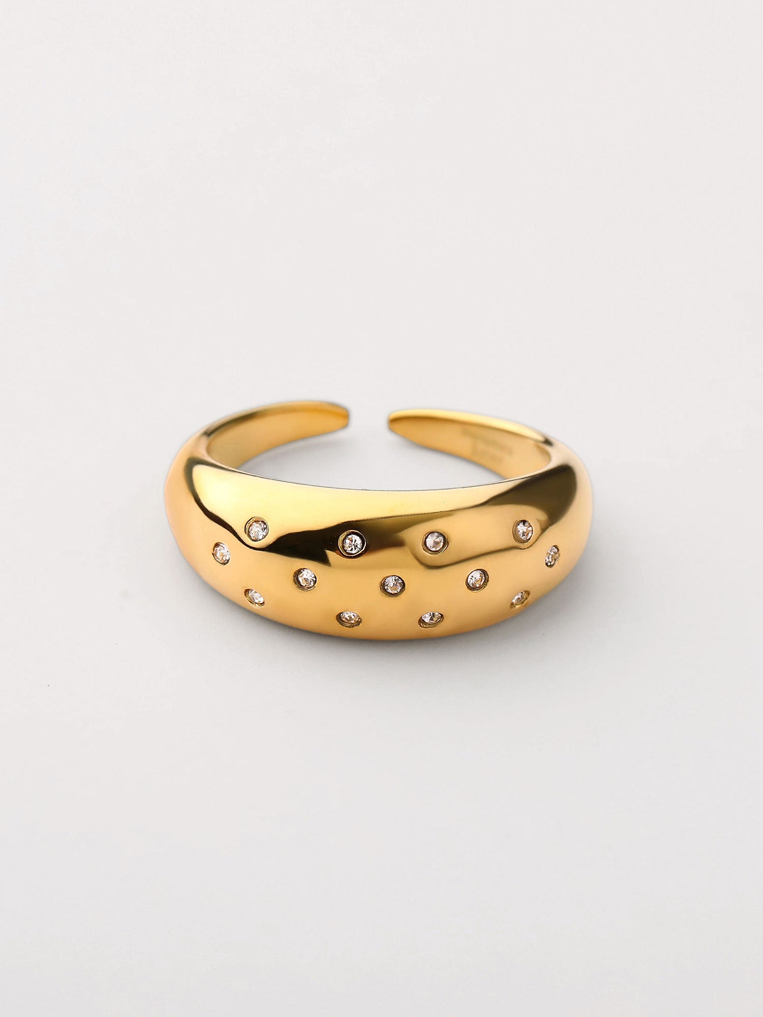 Anel com zircónias Dourado básico