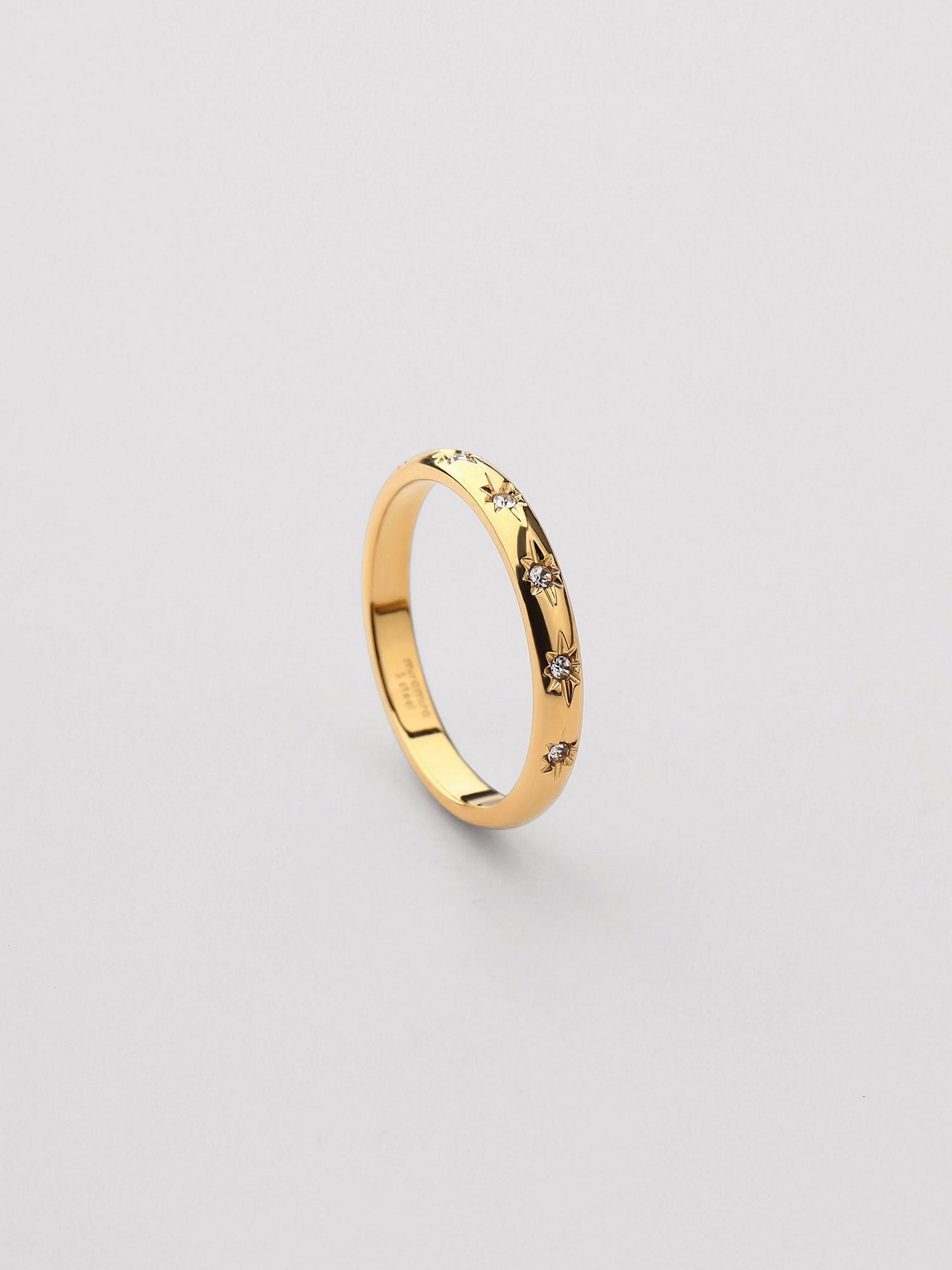 Anillo Cyra Zirconia Blanca Dorado