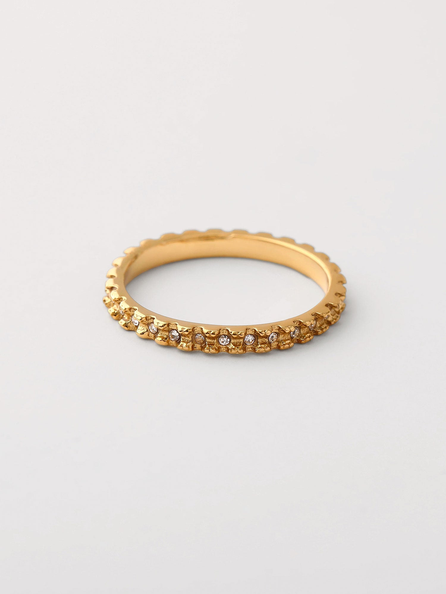 Anel fino com zircónias Dourado