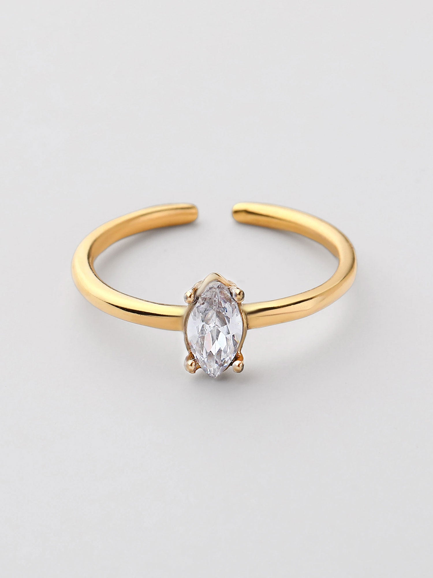 Anel aberto zirconia delicado Dourado