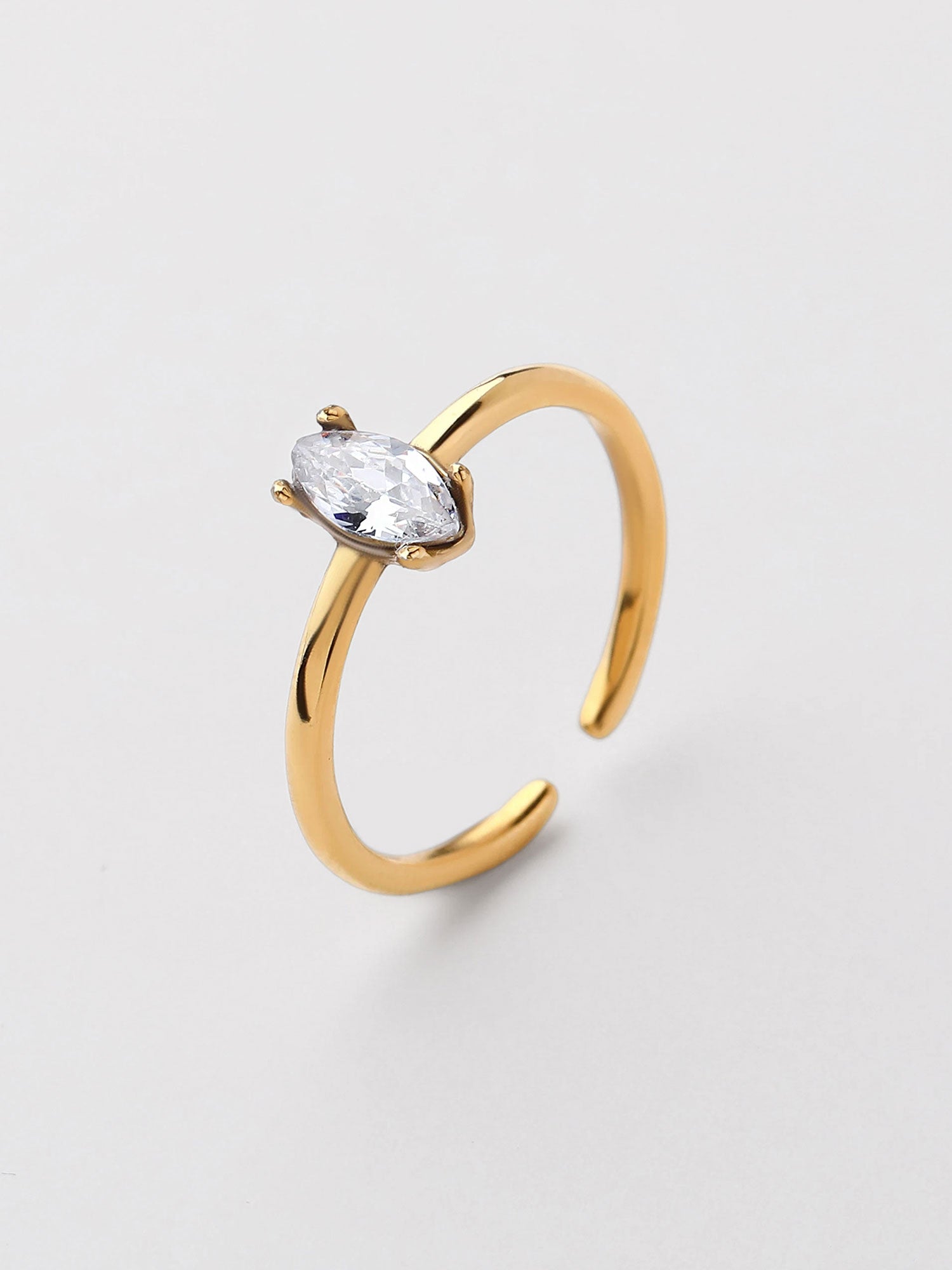 Anel aberto zirconia delicado Dourado
