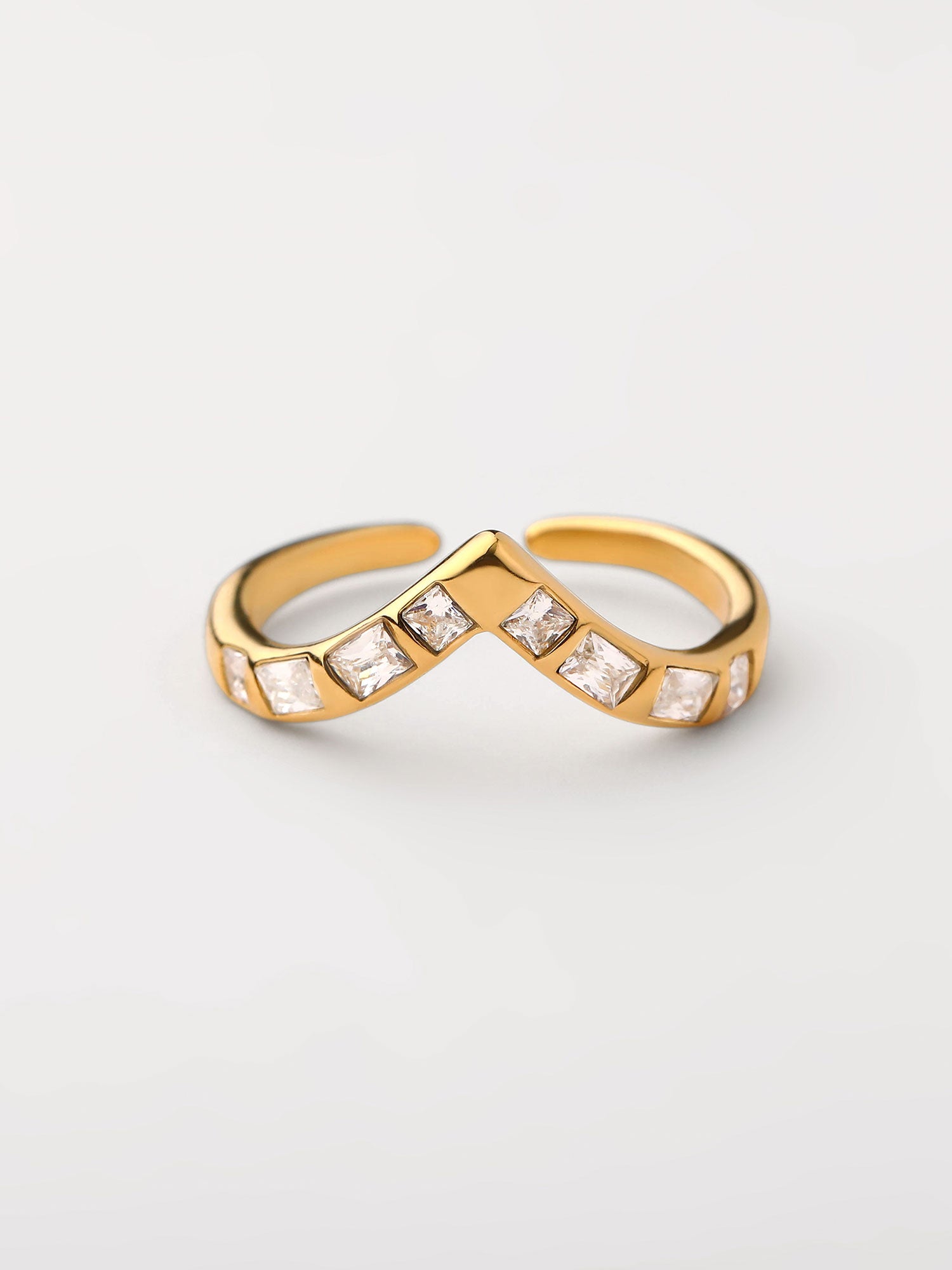 Anel com zircónias Dourado medio