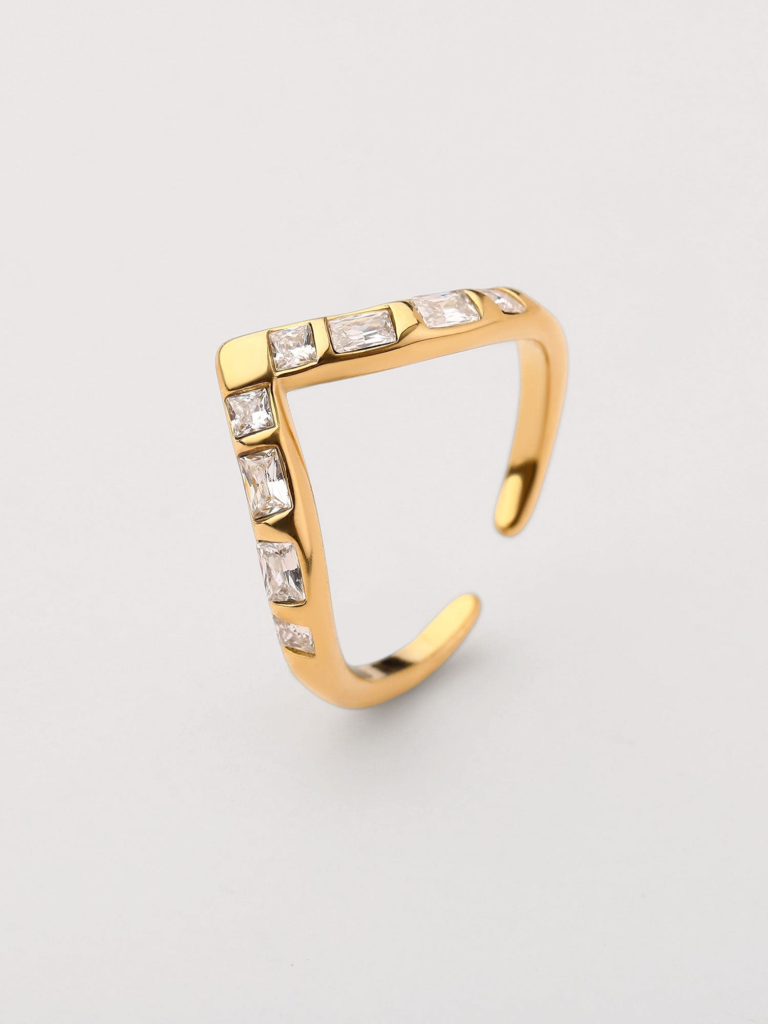 Anel com zircónias Dourado medio