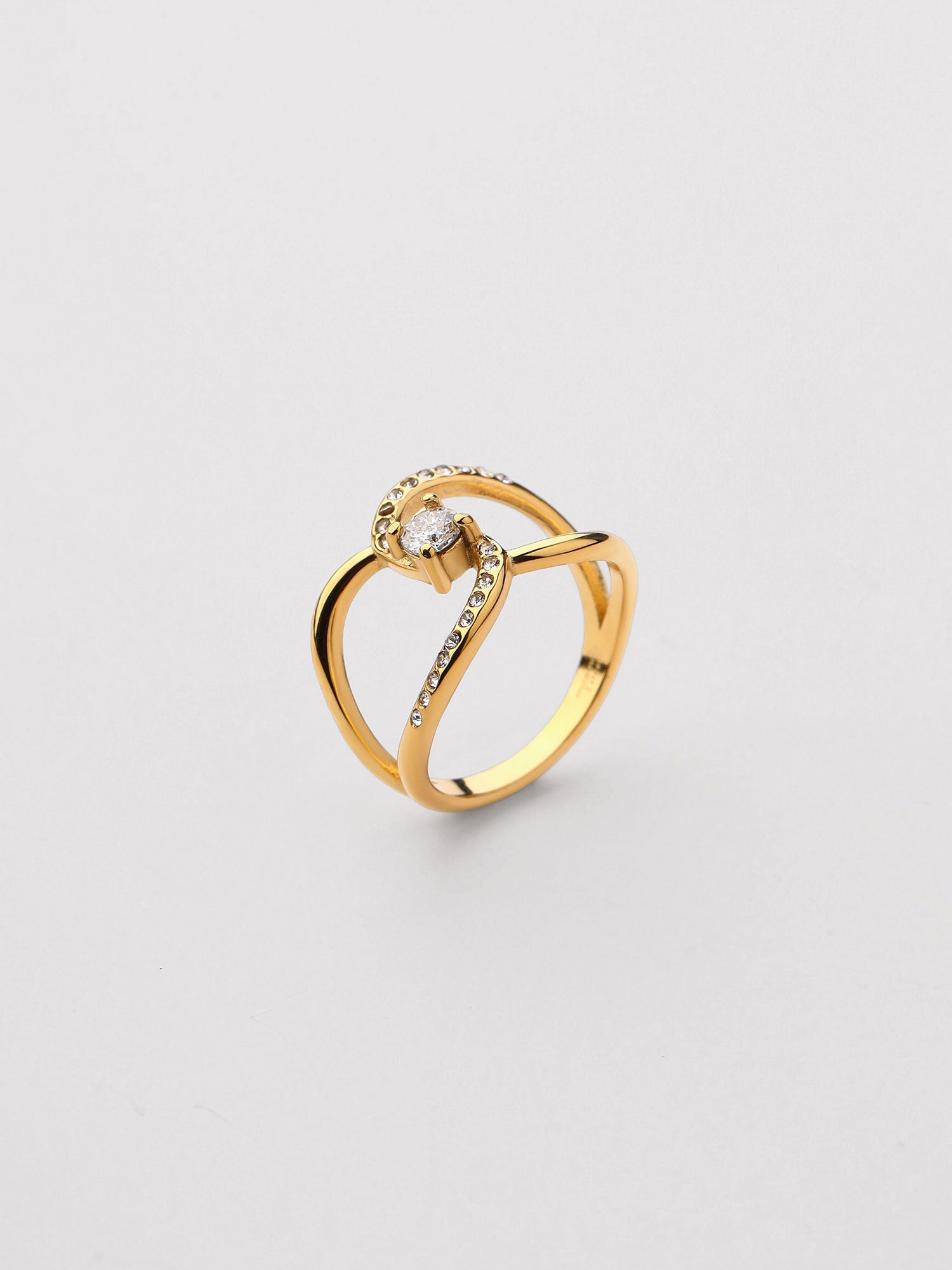 Anillo Caris Zirconia Blanca Dorado Elegante