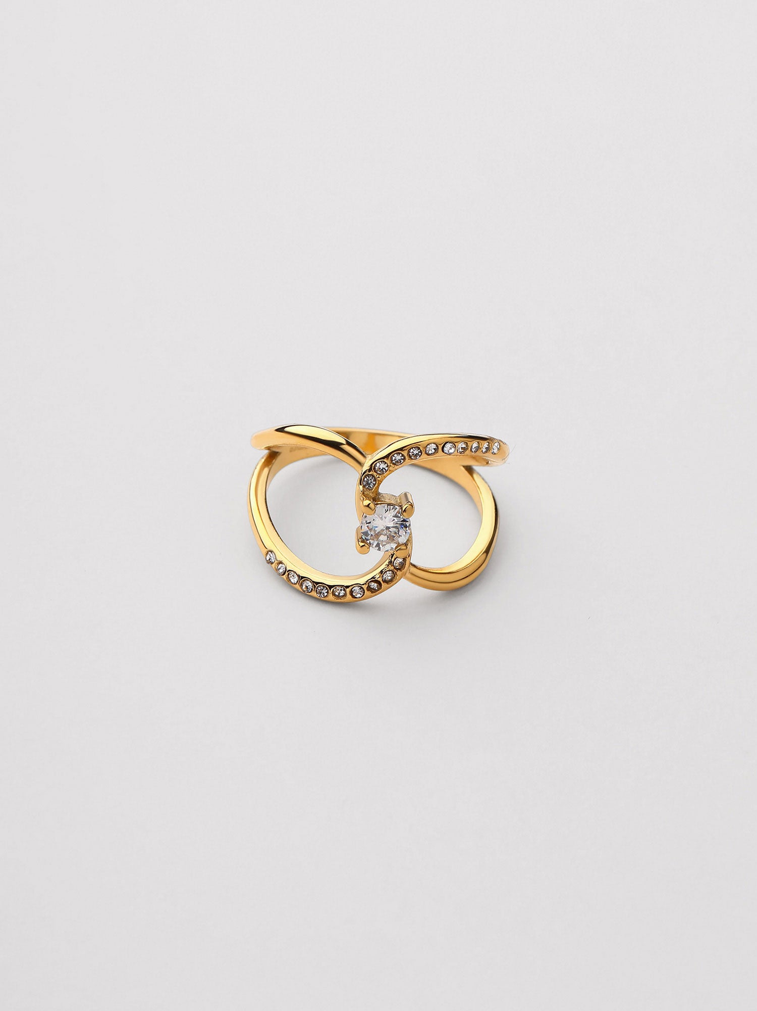Anillo Caris Zirconia Blanca Dorado Elegante