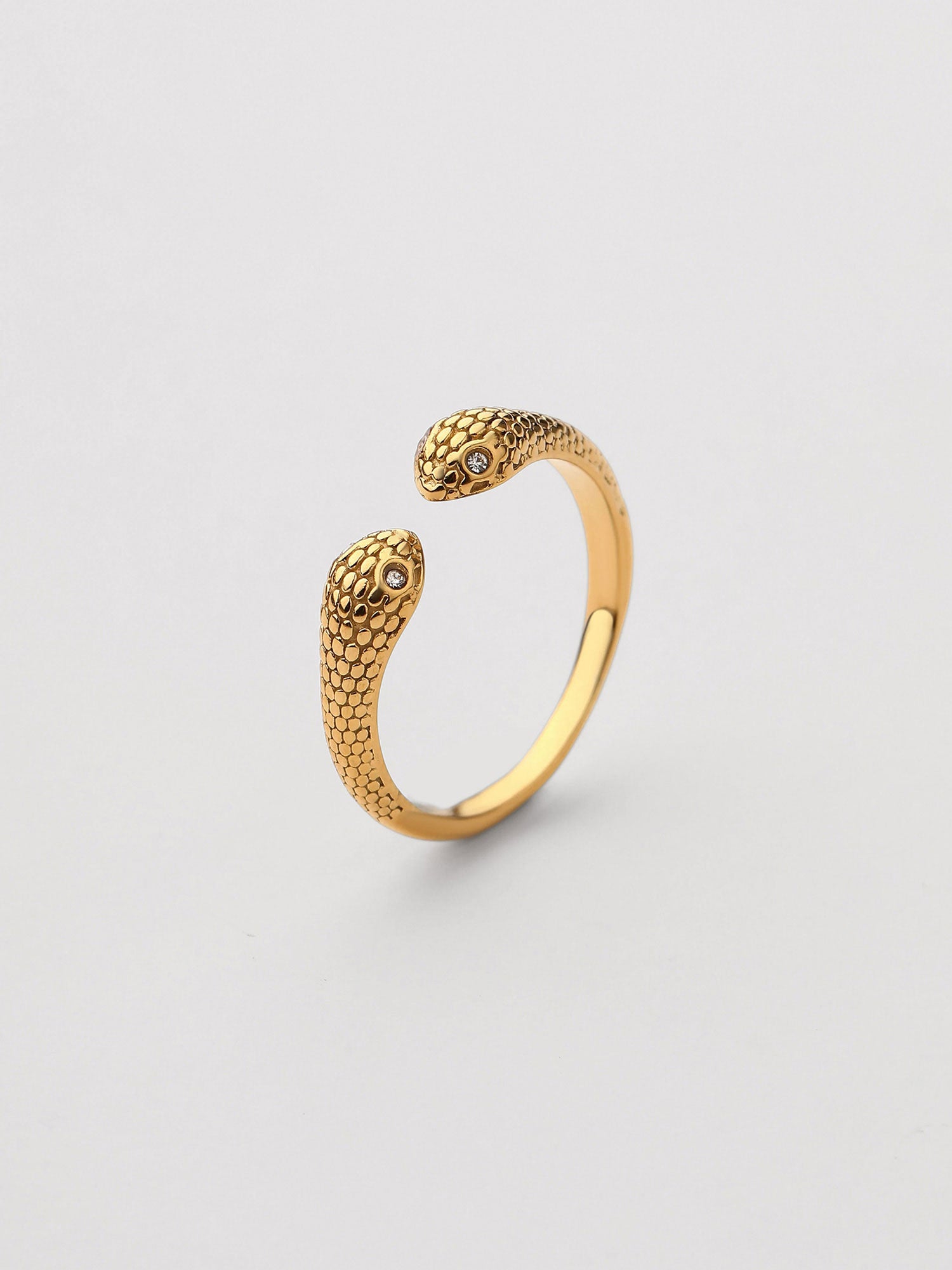 Anillo Ceyla Ajustable Zirconia Blanca Dorado