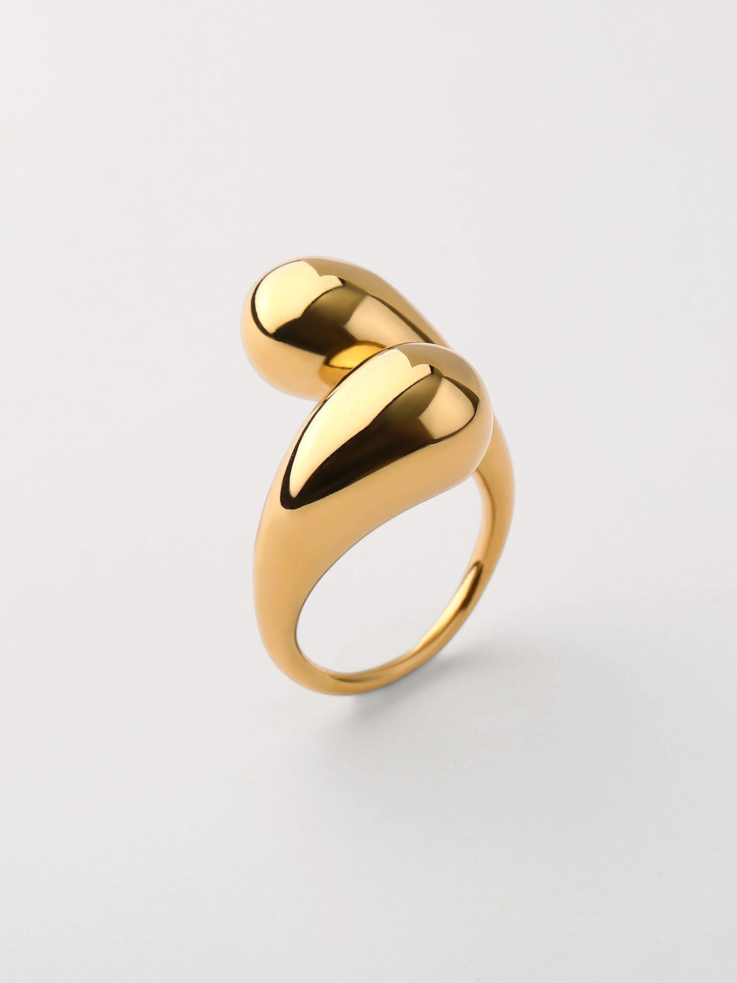 Anel forma de gota Dourado Ajustável