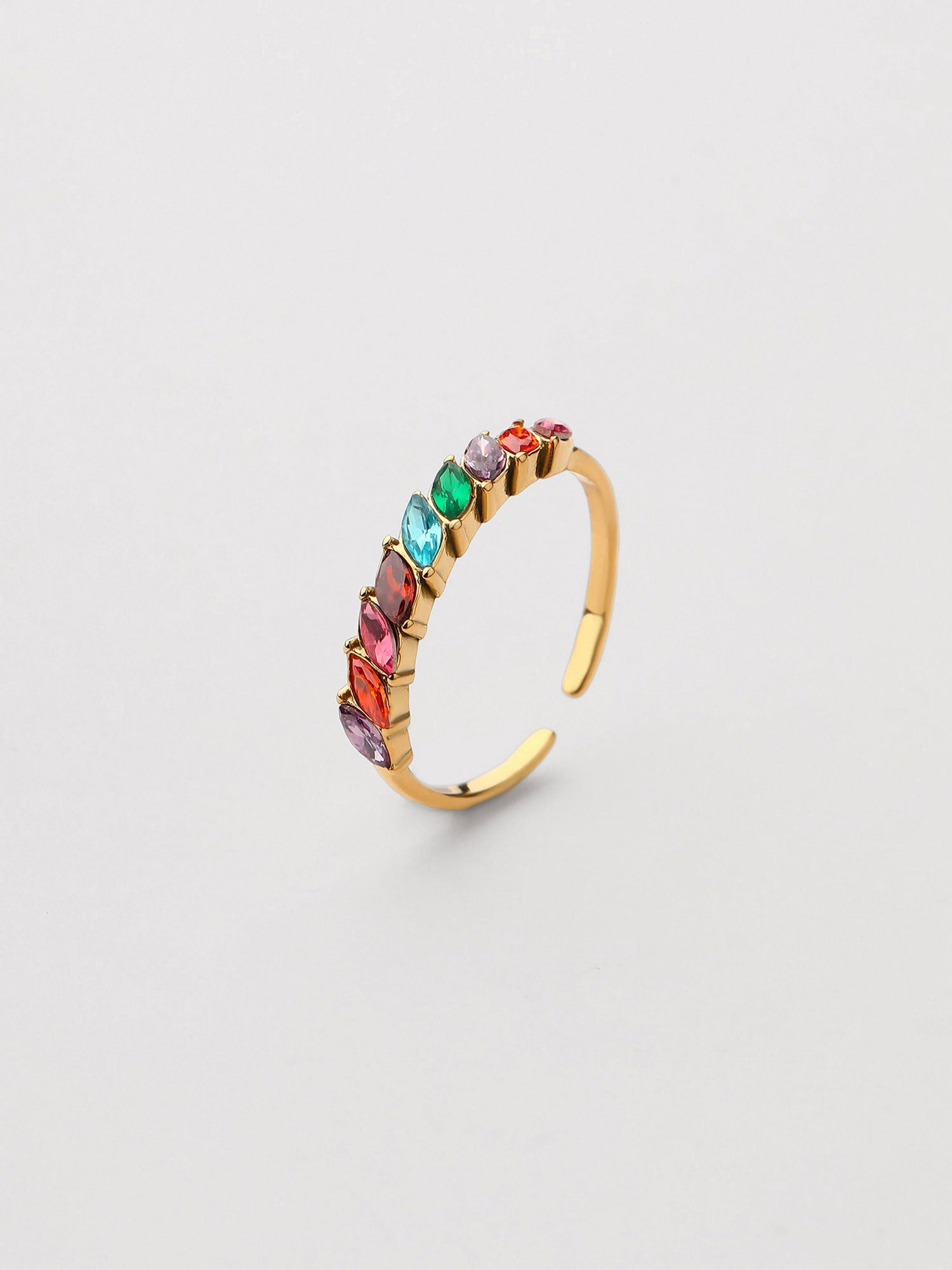 Anillo ajustable Nela zirconias colores dorado
