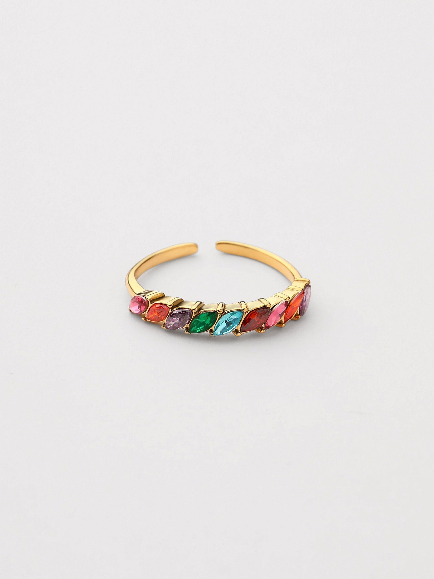 Anillo ajustable Nela zirconias colores dorado