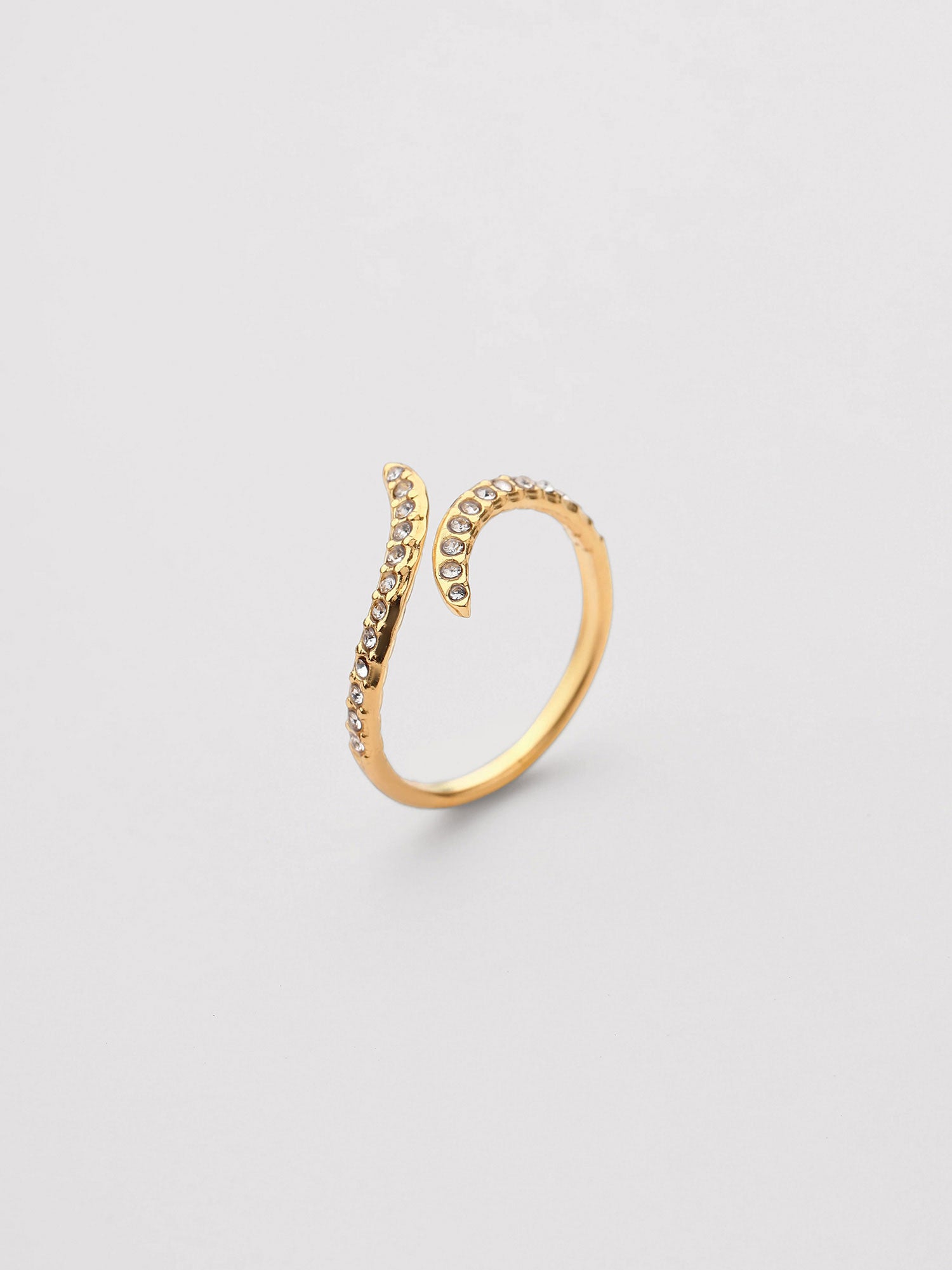 Anillo Elina Ajustable Zirconia Blanca Dorado Minimal