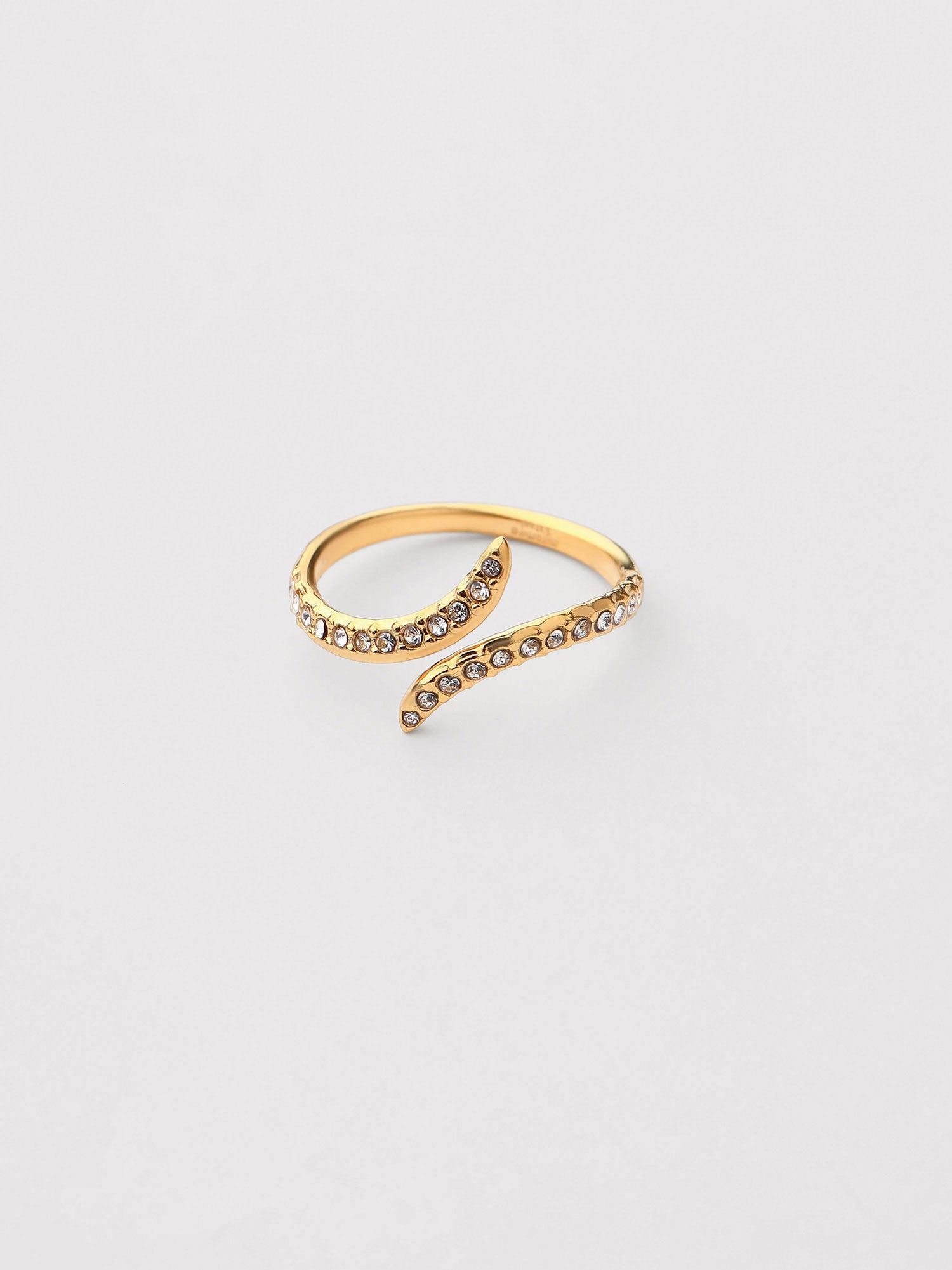 Anillo Elina Ajustable Zirconia Blanca Dorado Minimal