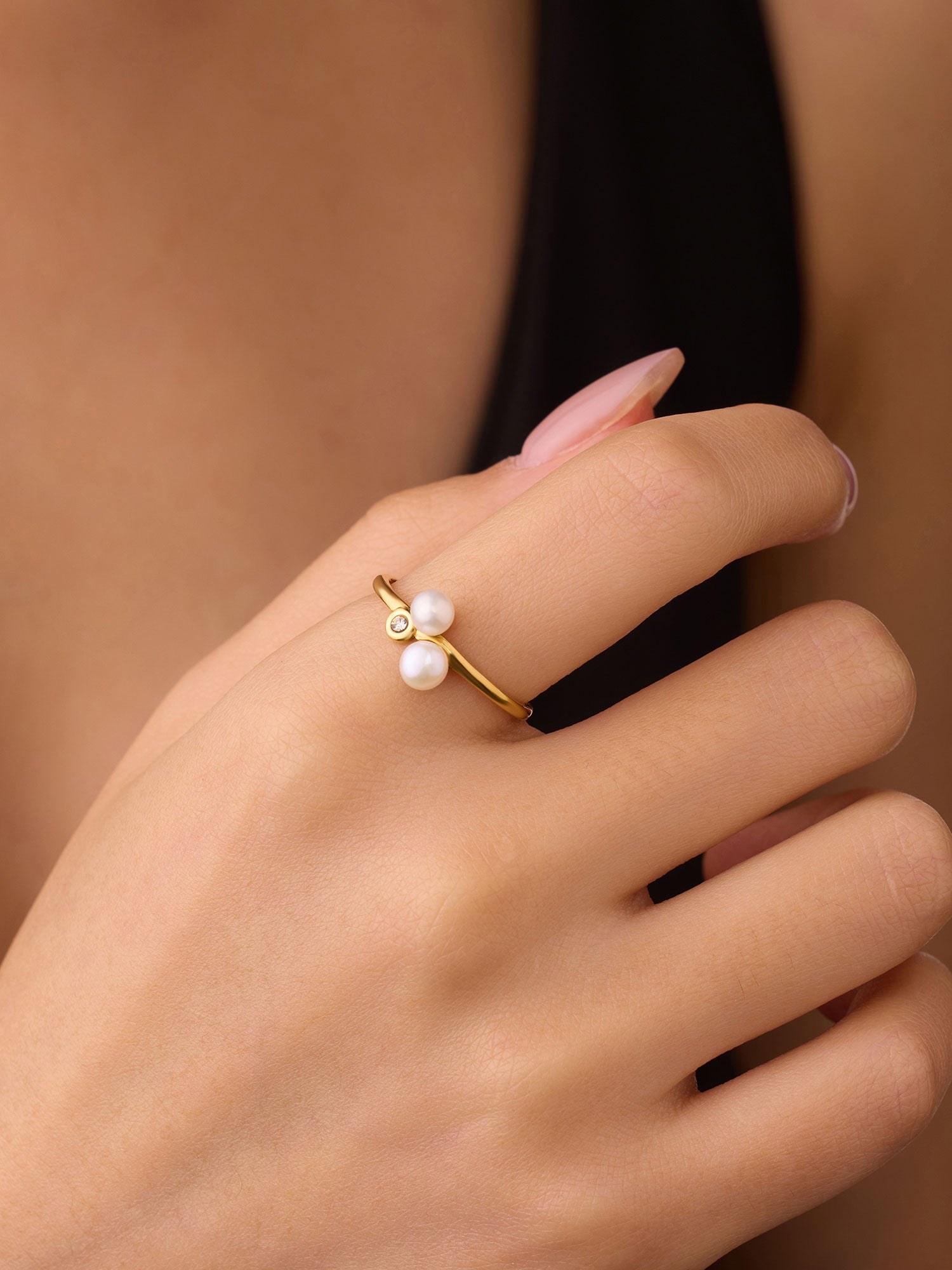 Anel aberto perla mini Dourado