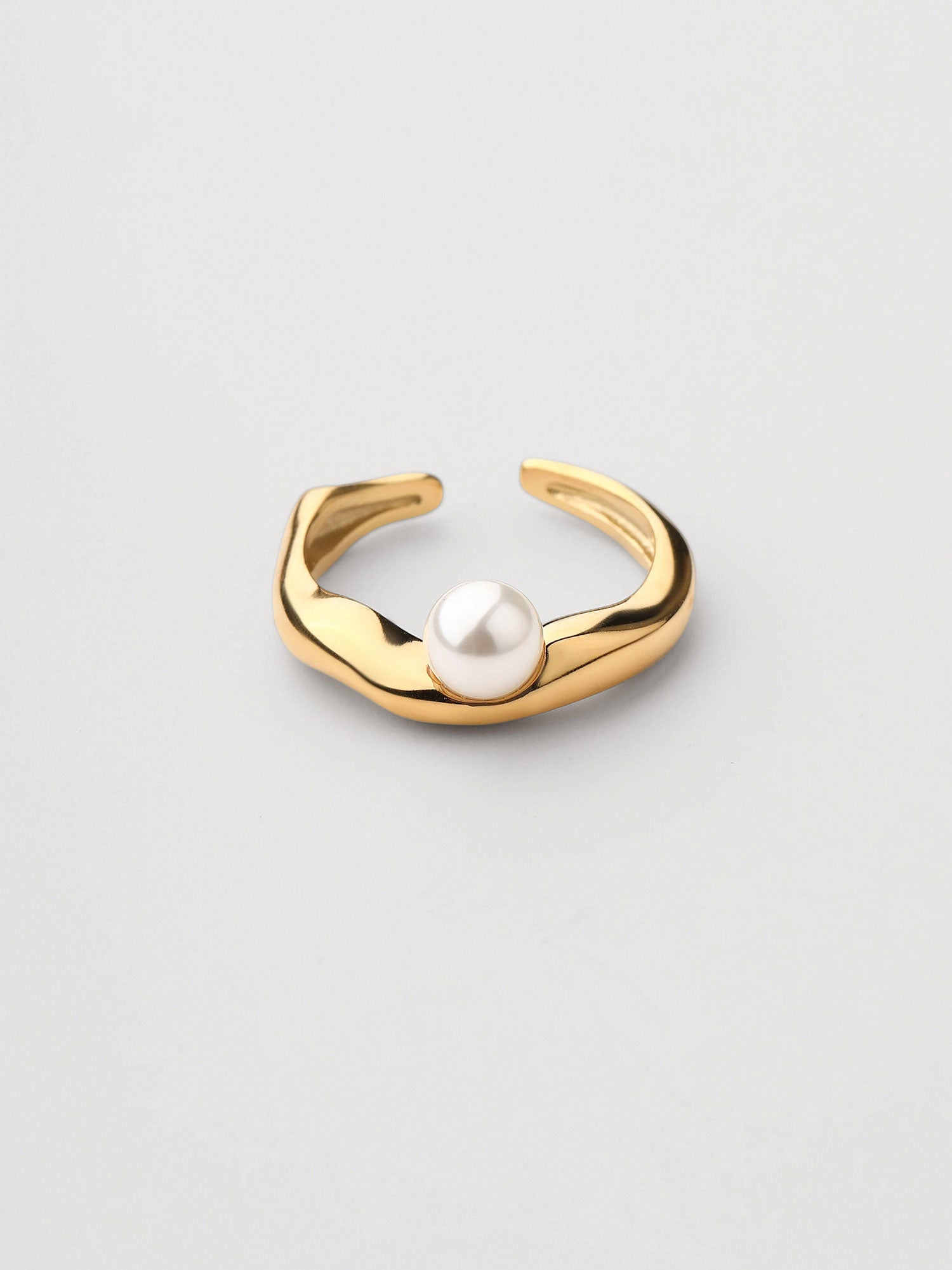 Anel Cassia Ajustável Zircónia Branca Dourado