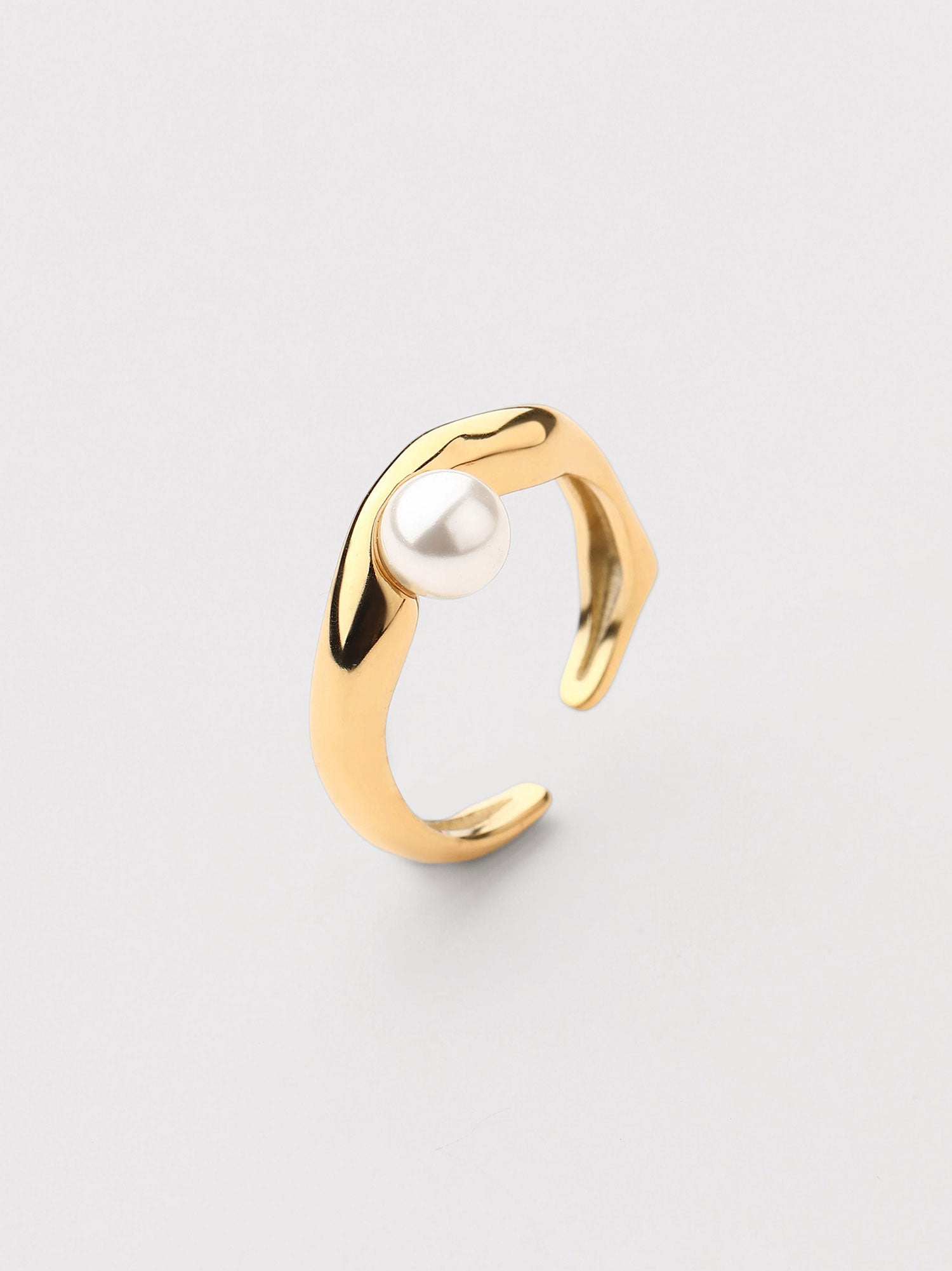 Anel Cassia Ajustável Zircónia Branca Dourado