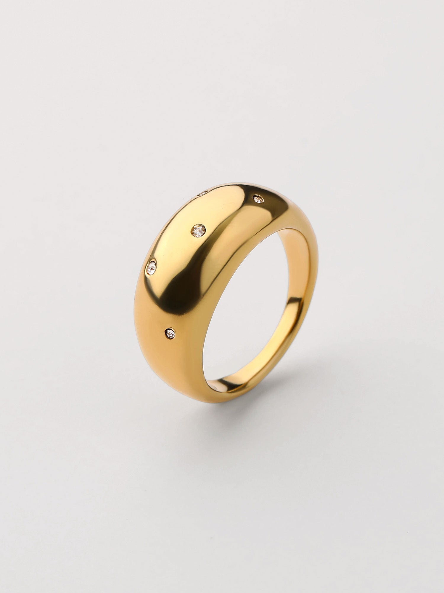 Anel grueso Dourado zircónias aberto