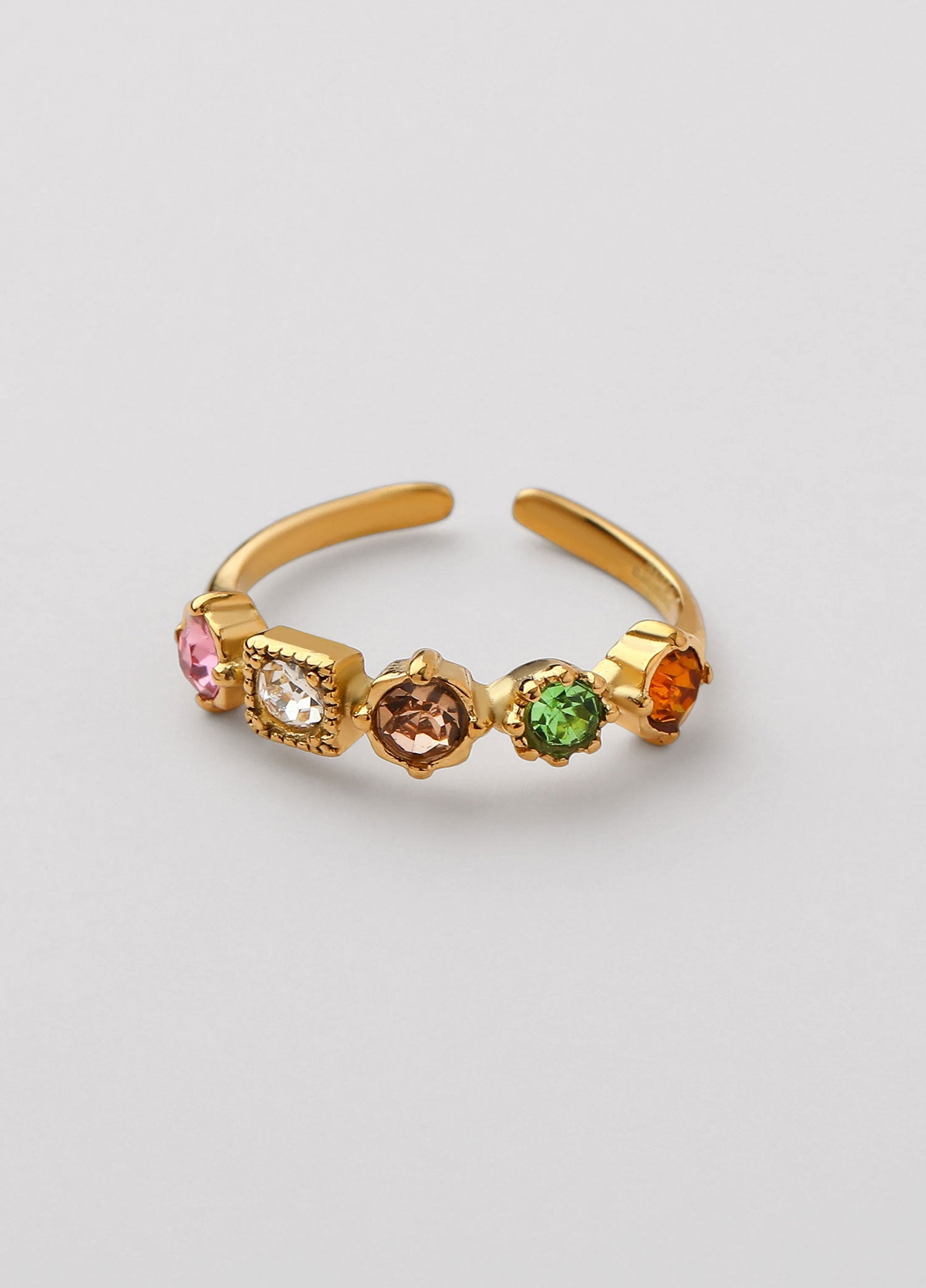 Anel zirconia multicolor mini Dourado