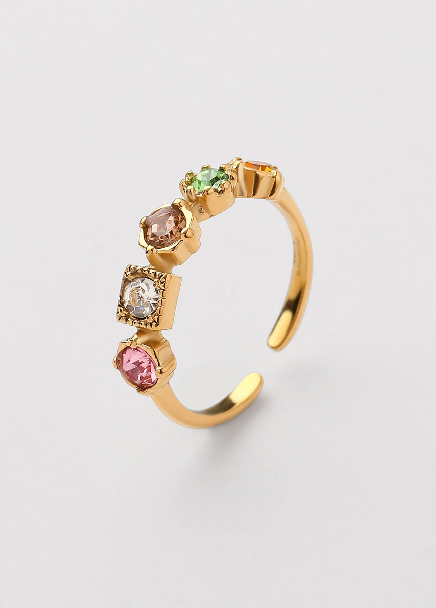 Anel zirconia multicolor mini Dourado