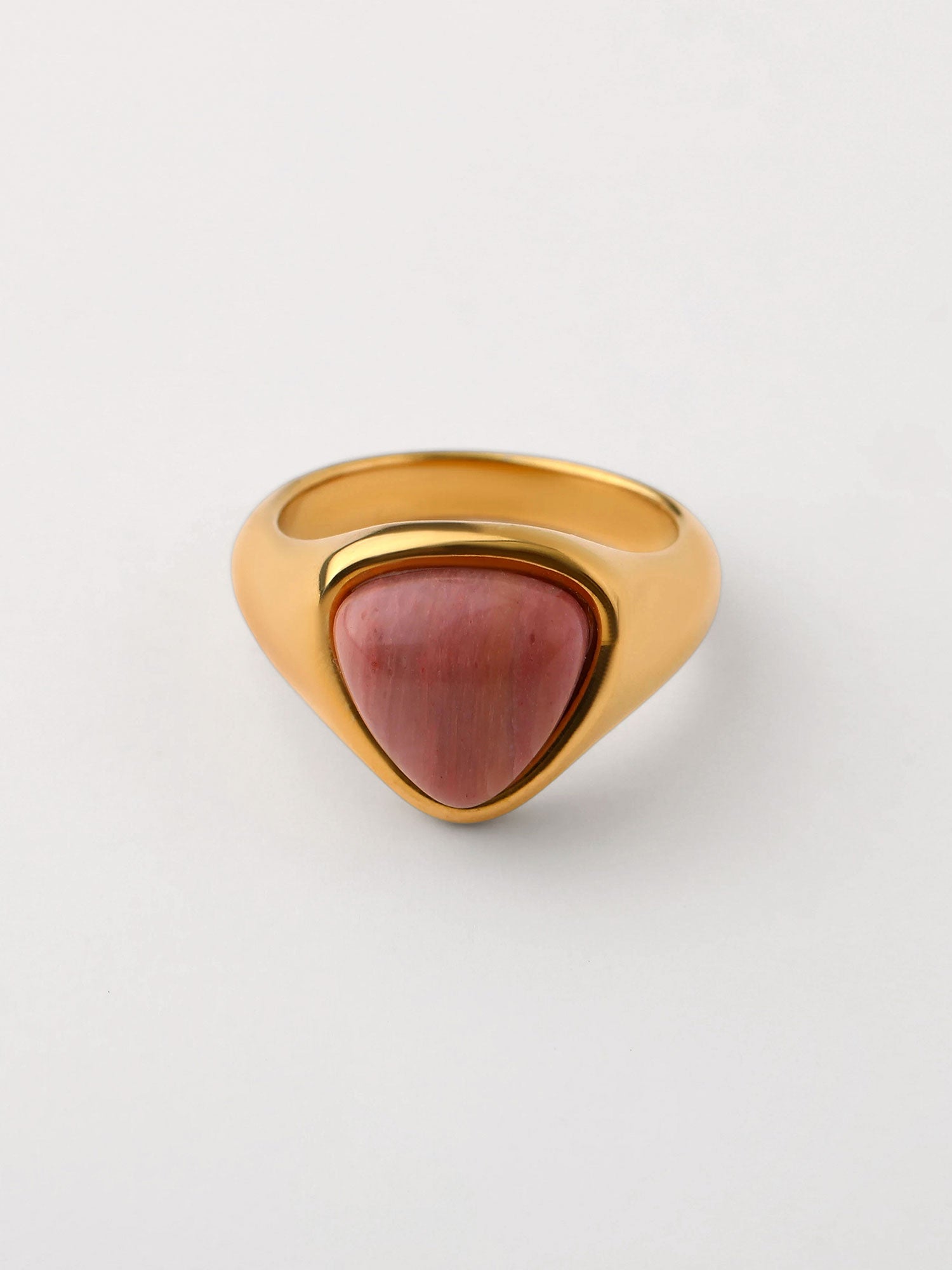 Anel Taliah com Pedra Natural Rosa Dourado
