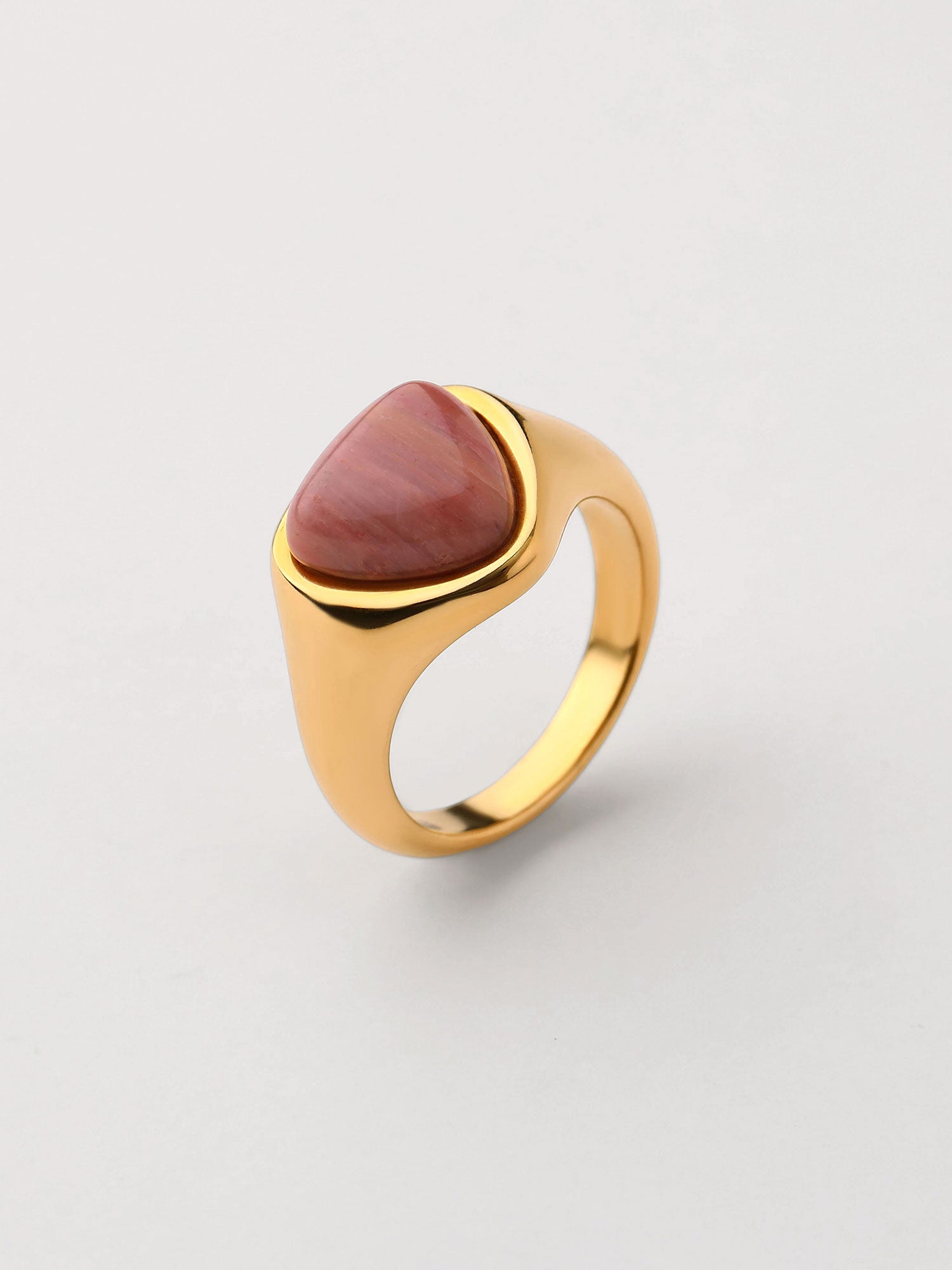 Anel Taliah com Pedra Natural Rosa Dourado