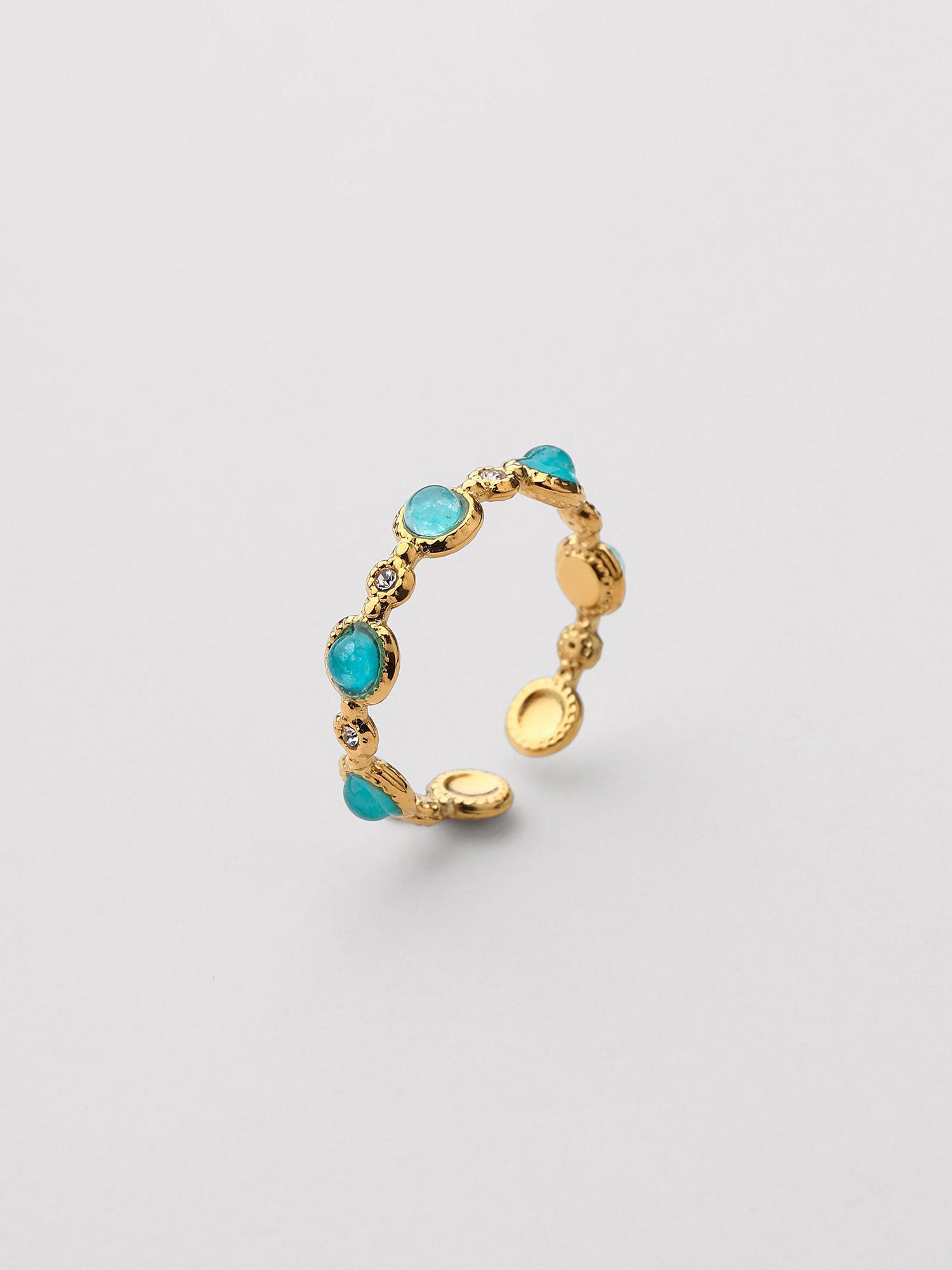 Anillo Lena turquesa azul dorado