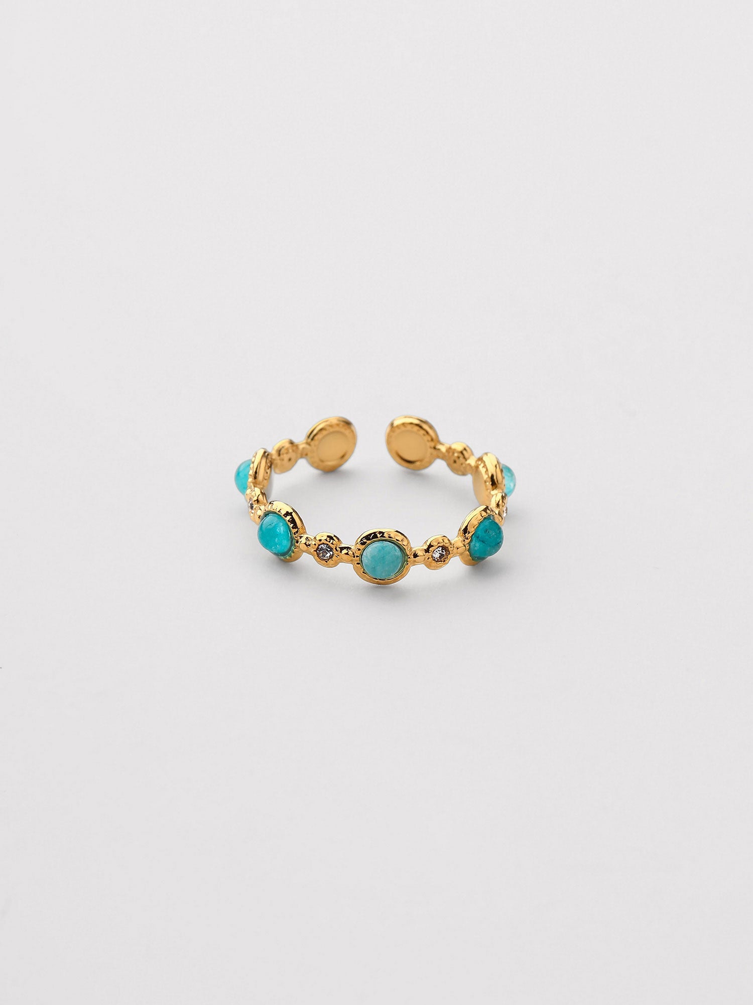Anillo Lena turquesa azul dorado