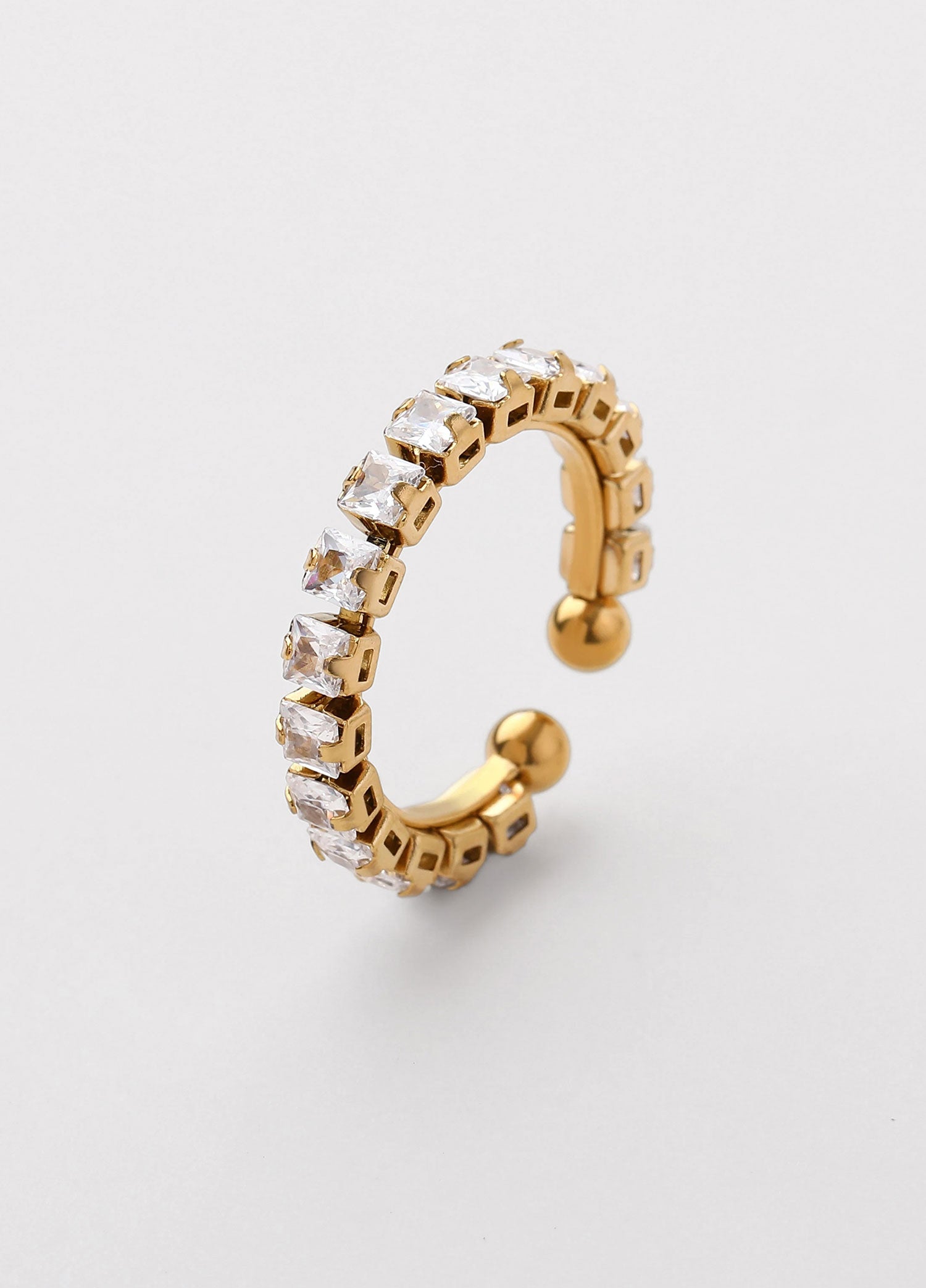Anel zircónias Dourado