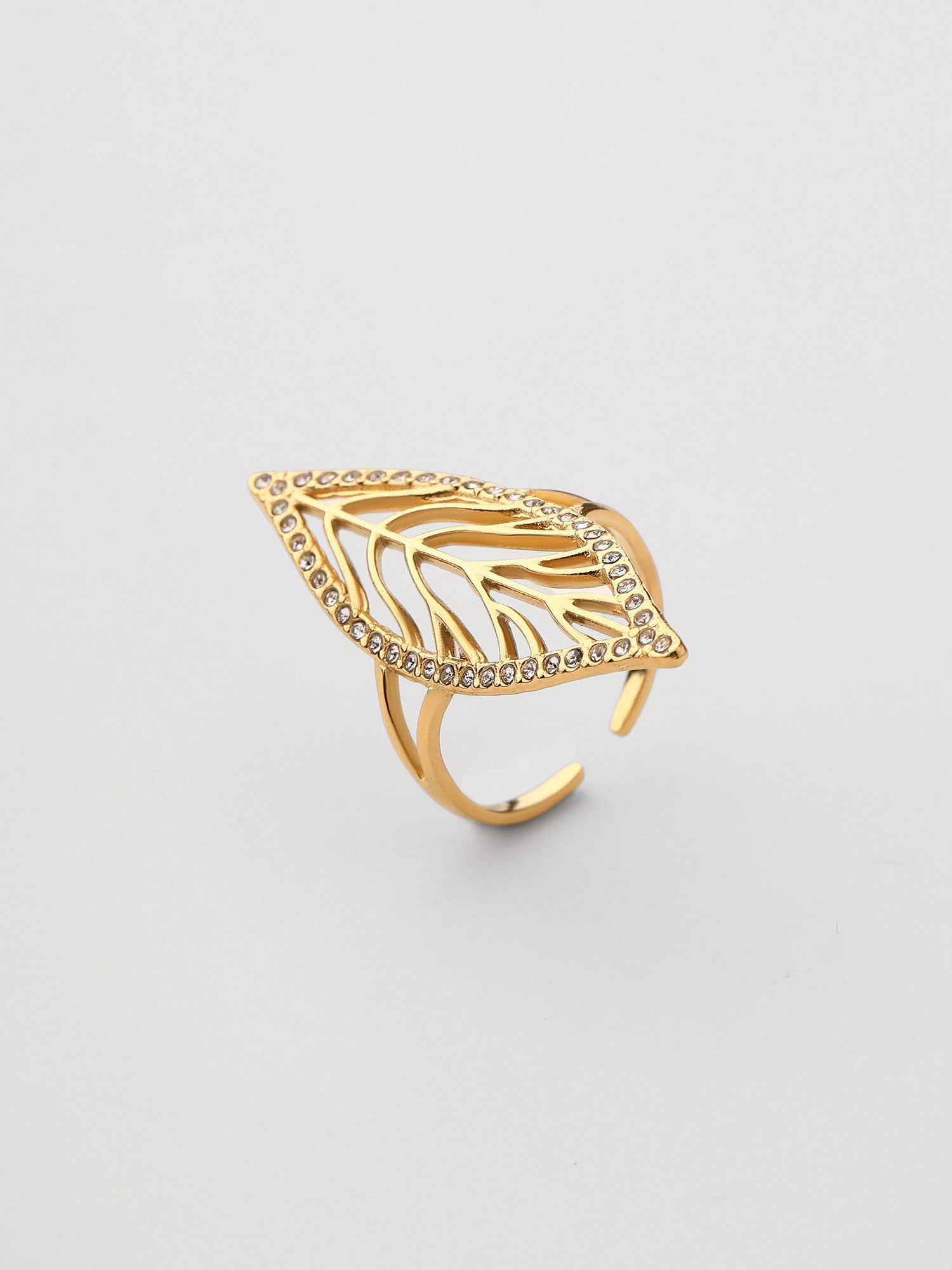Anillo Ajustable Nolia Zirconia Dorado Brillo
