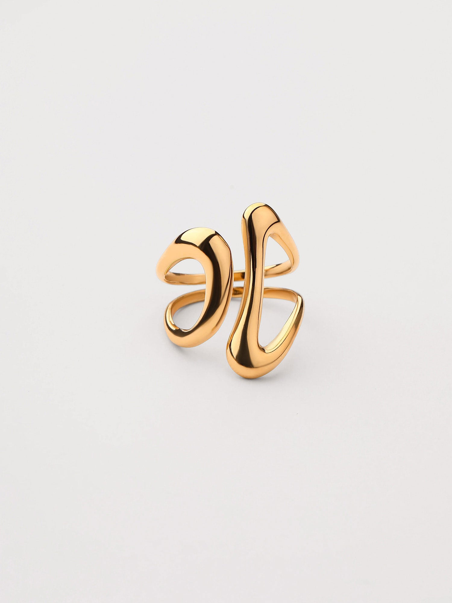 Anel Aster Ajustável Zircónia Dourado