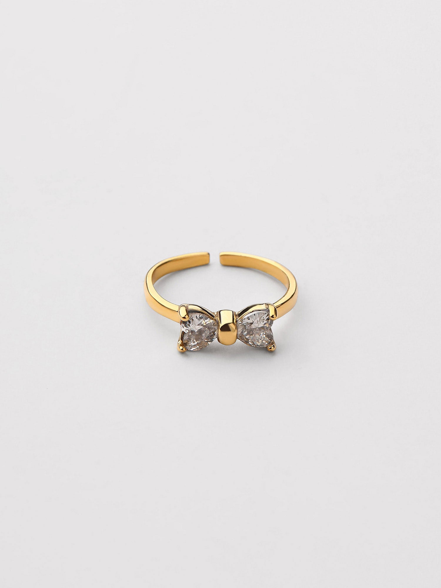 Anel Halia Ajustável Zircónia Branca Dourado