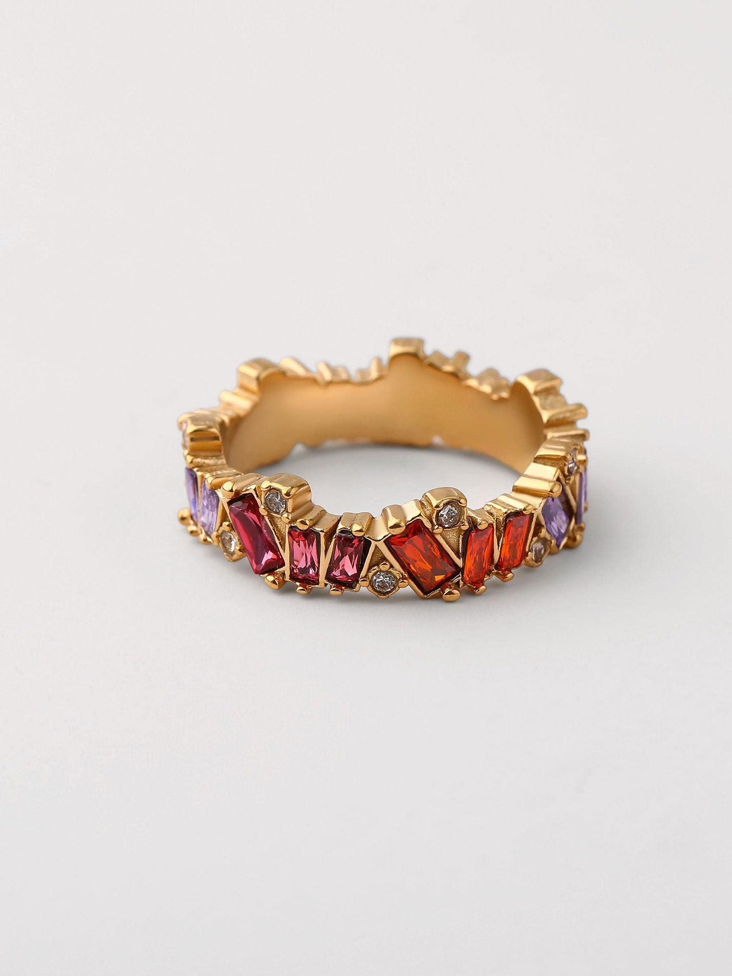 Anel zirconia multicolor Dourado