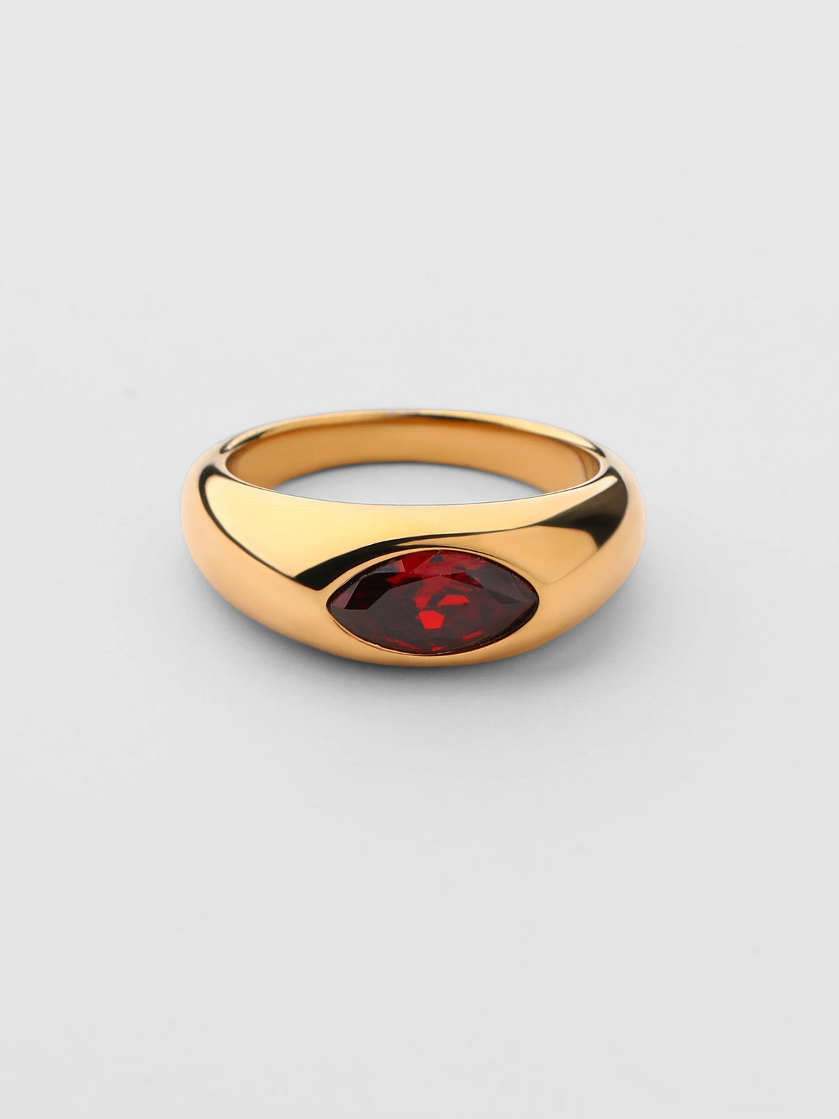 Anel Birthstone Janeiro Granada Dourado