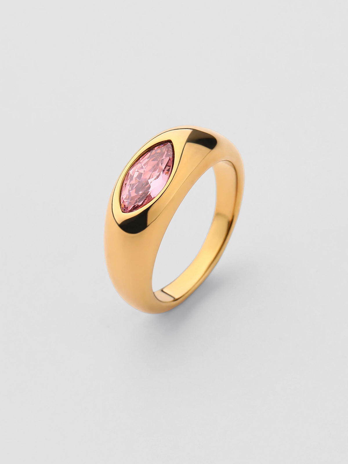Anel Birthstone Outubro Turmalina Rosa Dourado