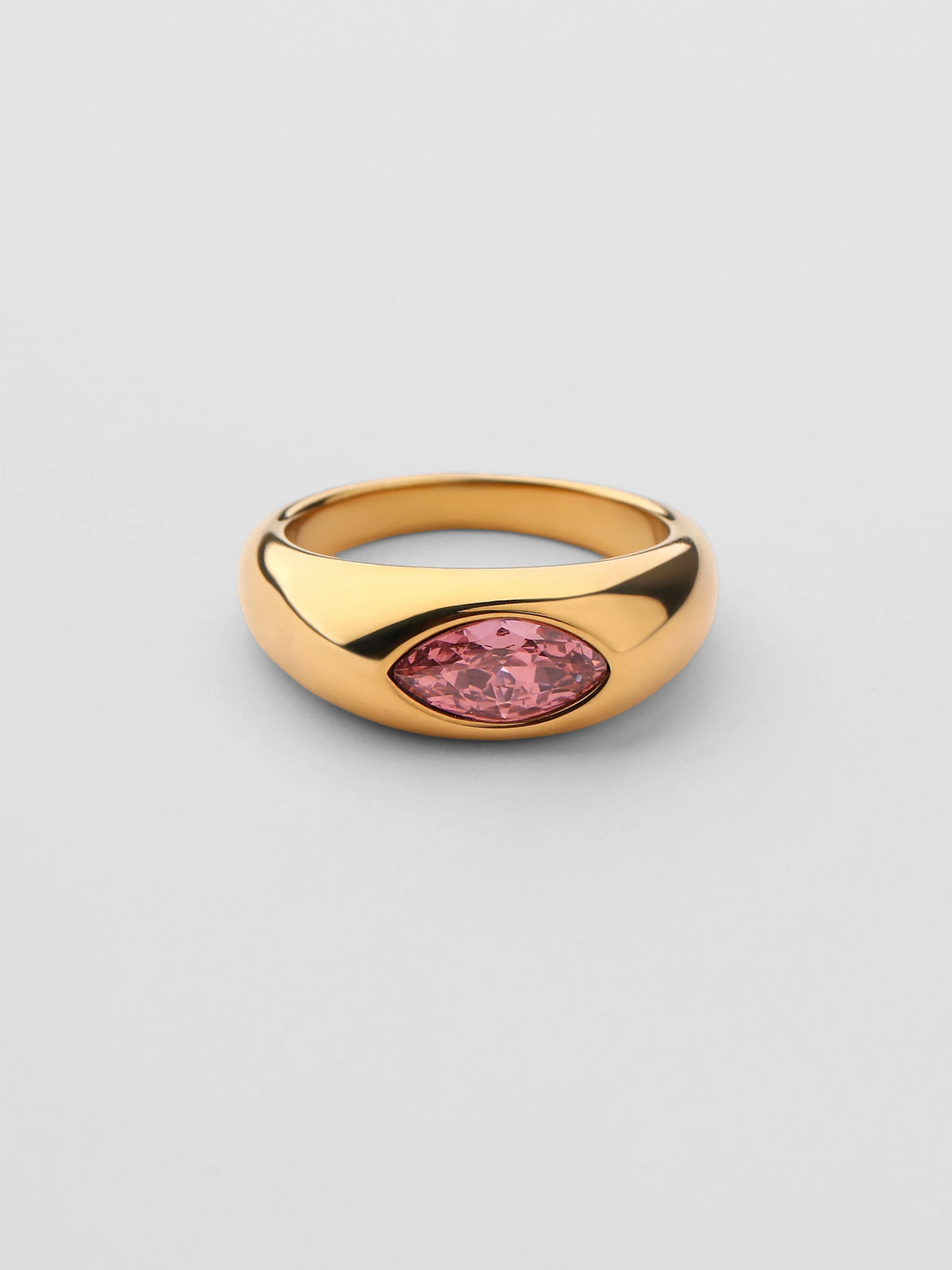 Anel Birthstone Outubro Turmalina Rosa Dourado