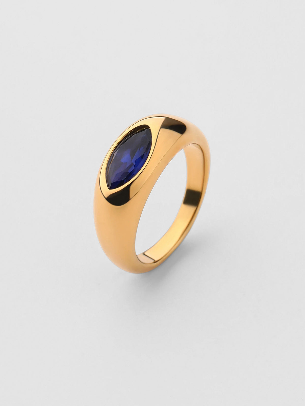 Anel Birthstone Setembro Safira Dourado