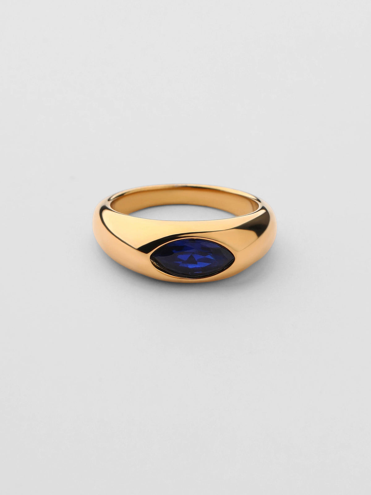 Anel Birthstone Setembro Safira Dourado