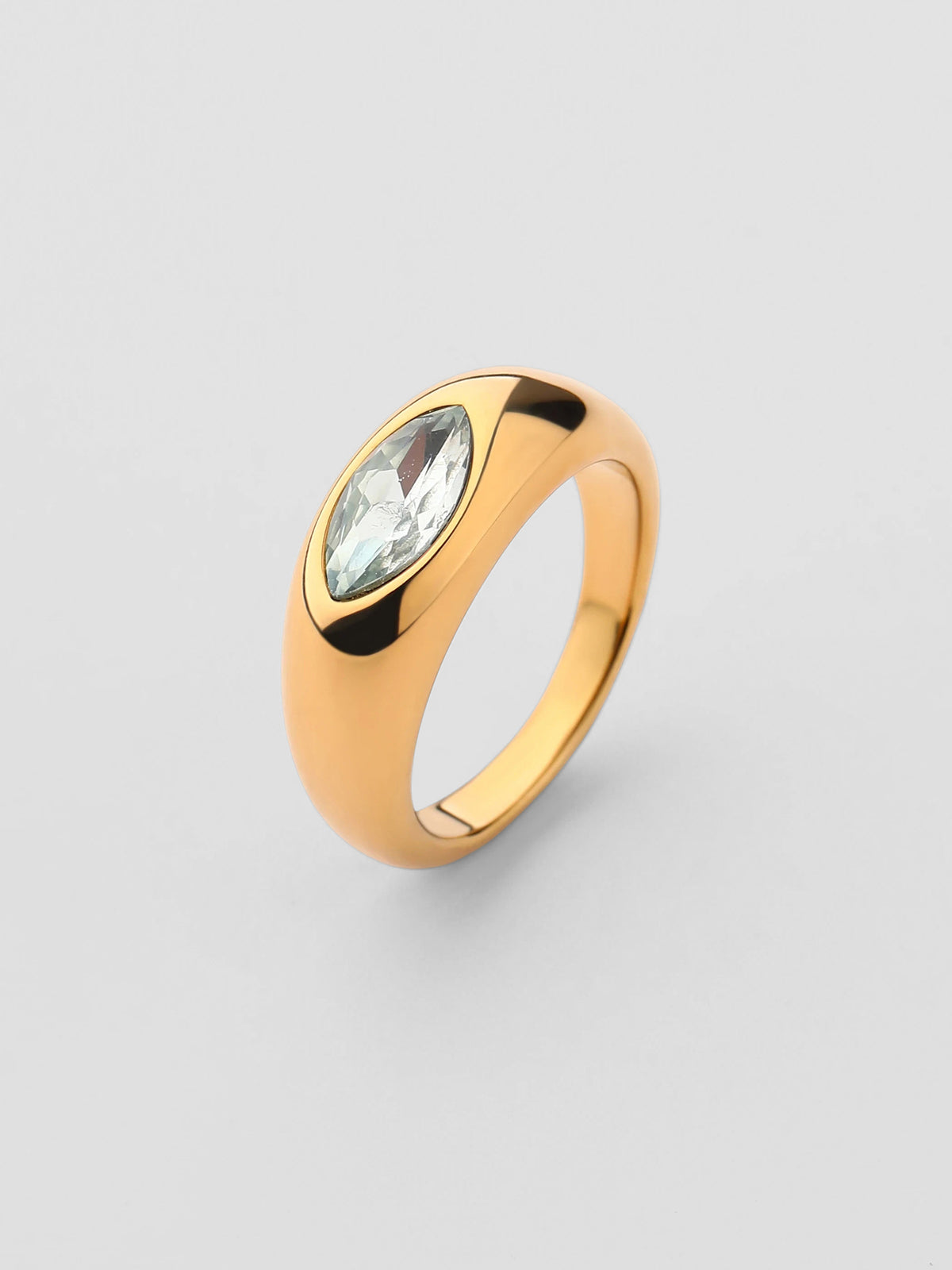 Anel Birthstone Junho Pedra da Lua Dourado