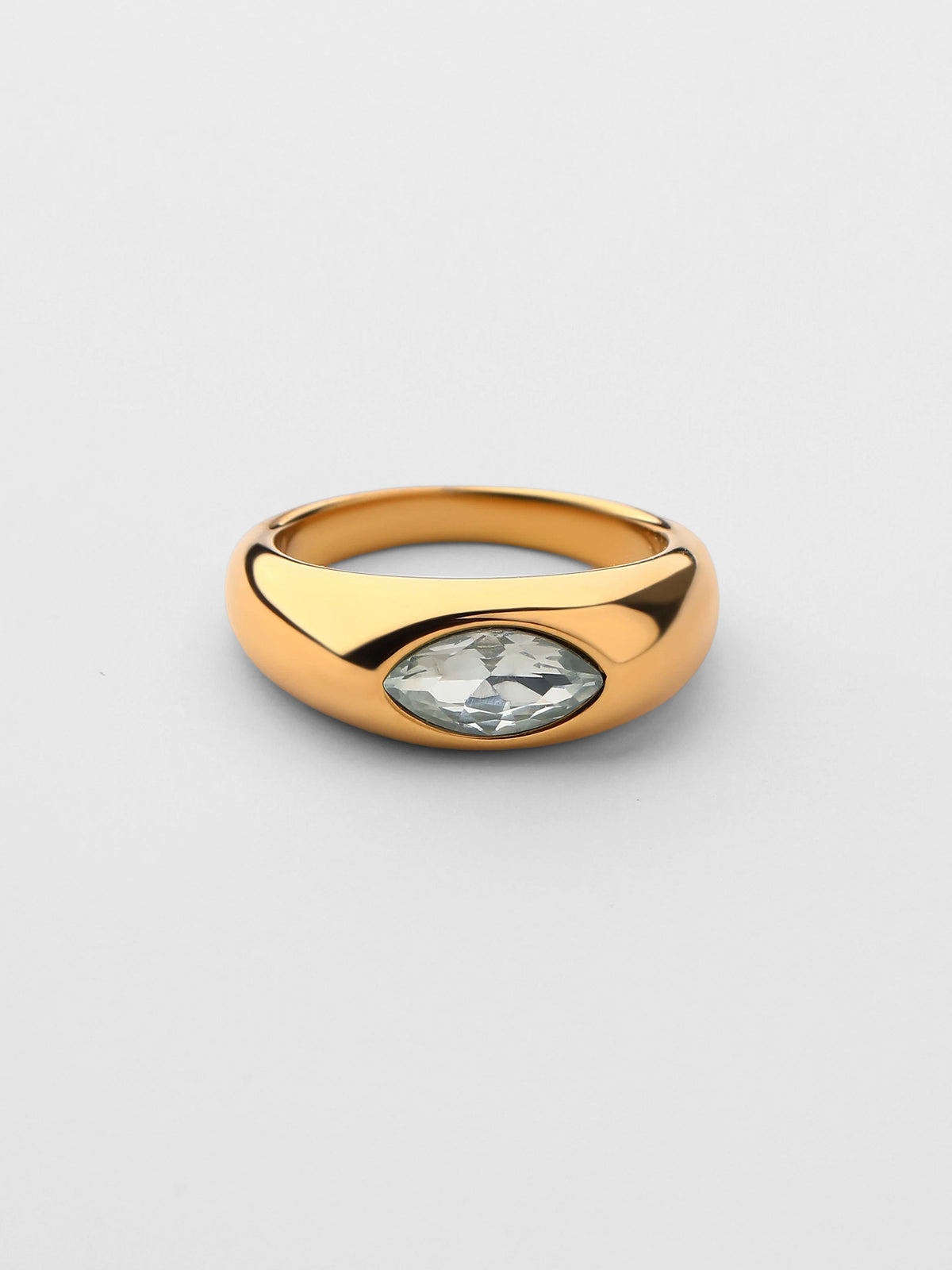 Anel Birthstone Junho Pedra da Lua Dourado