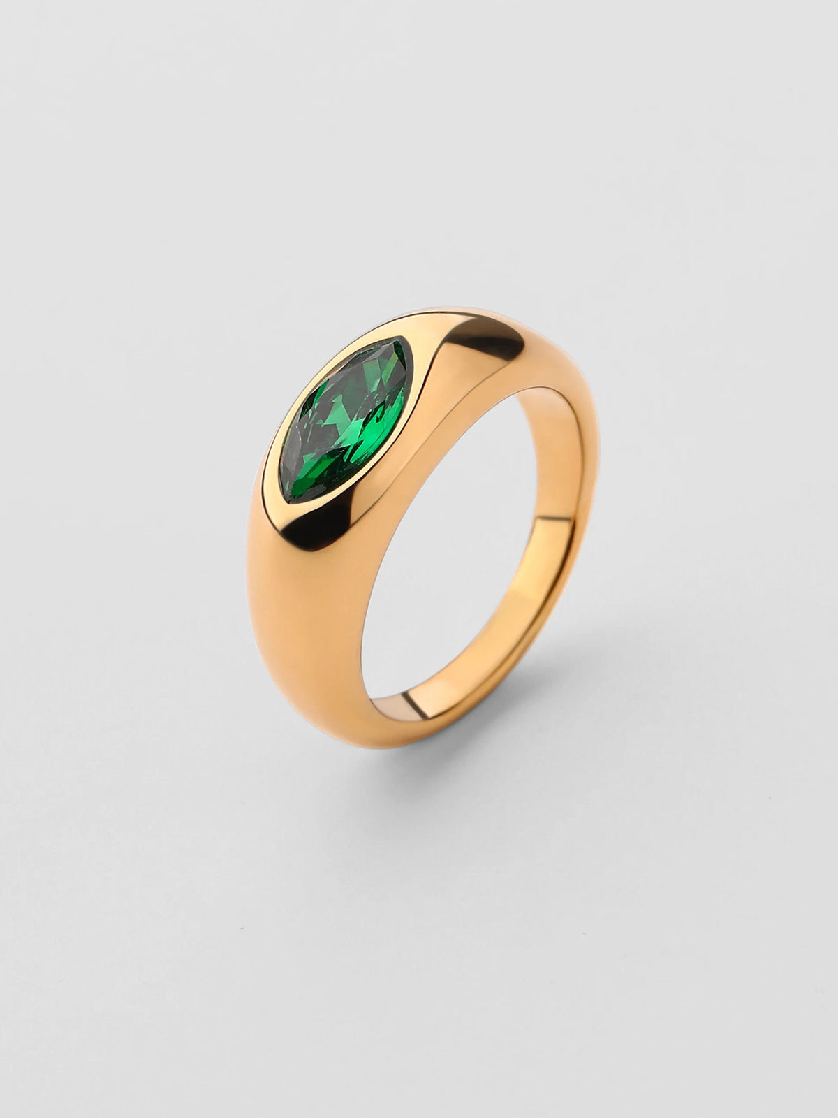 Anel Birthstone Maio Esmeralda Dourado