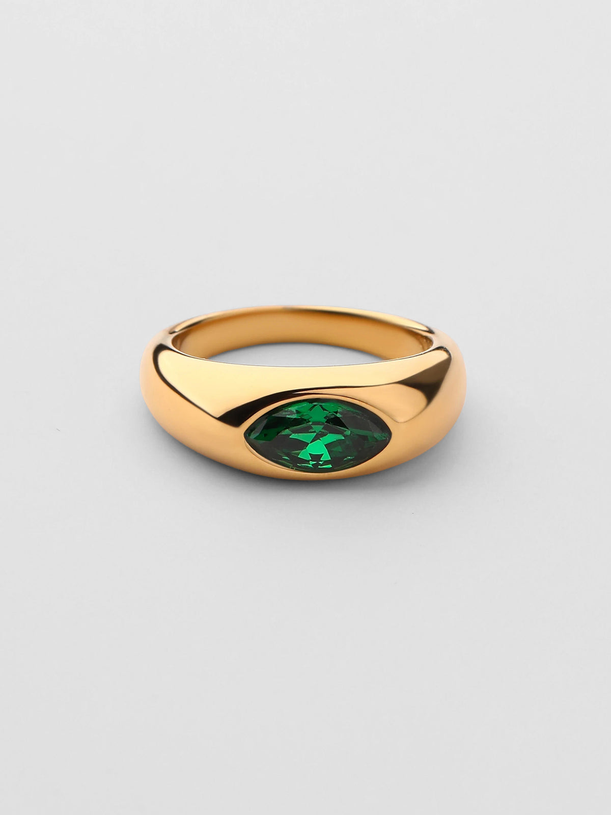 Anel Birthstone Maio Esmeralda Dourado