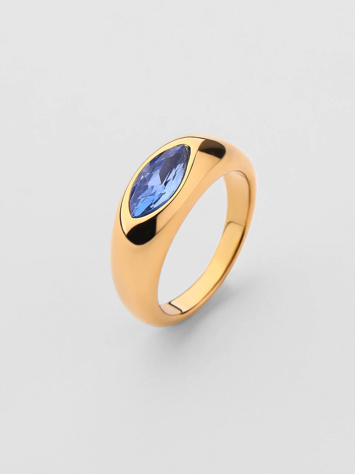 Anel Birthstone Dezembro Tanzanita Dourado