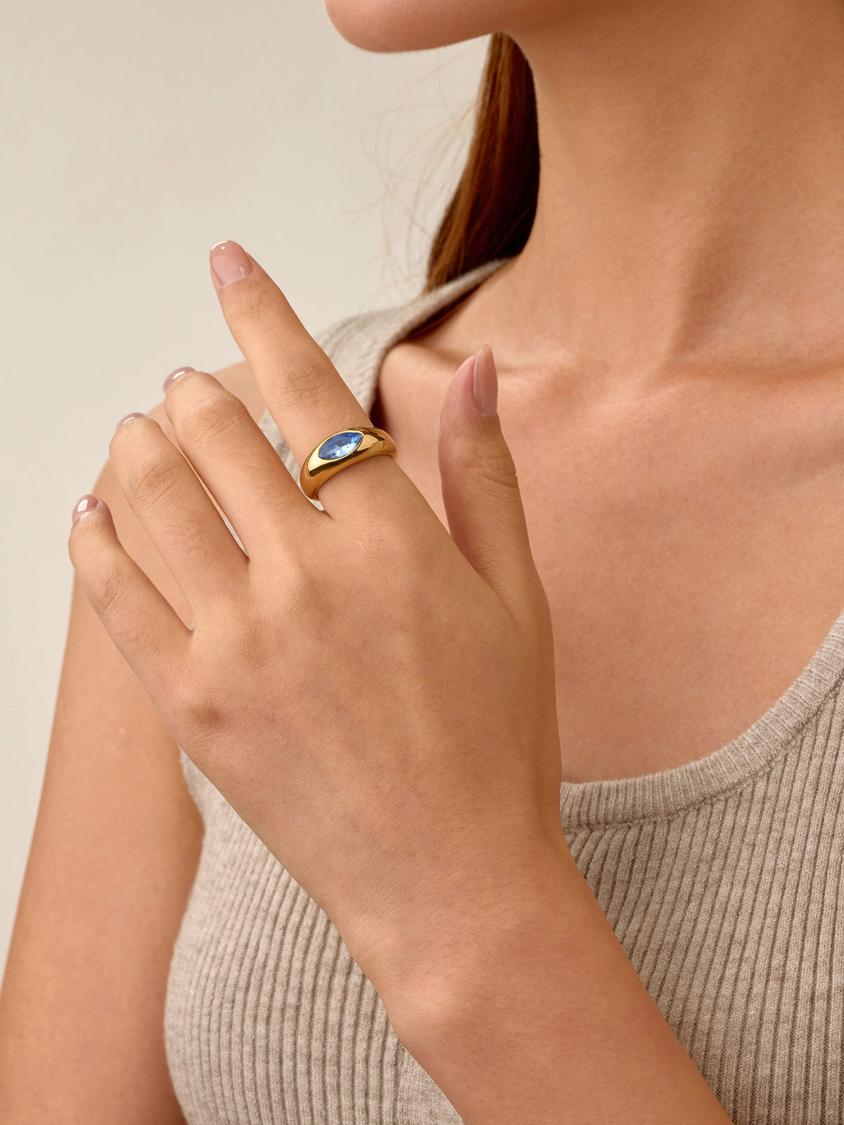 Anel Birthstone Dezembro Tanzanita Dourado