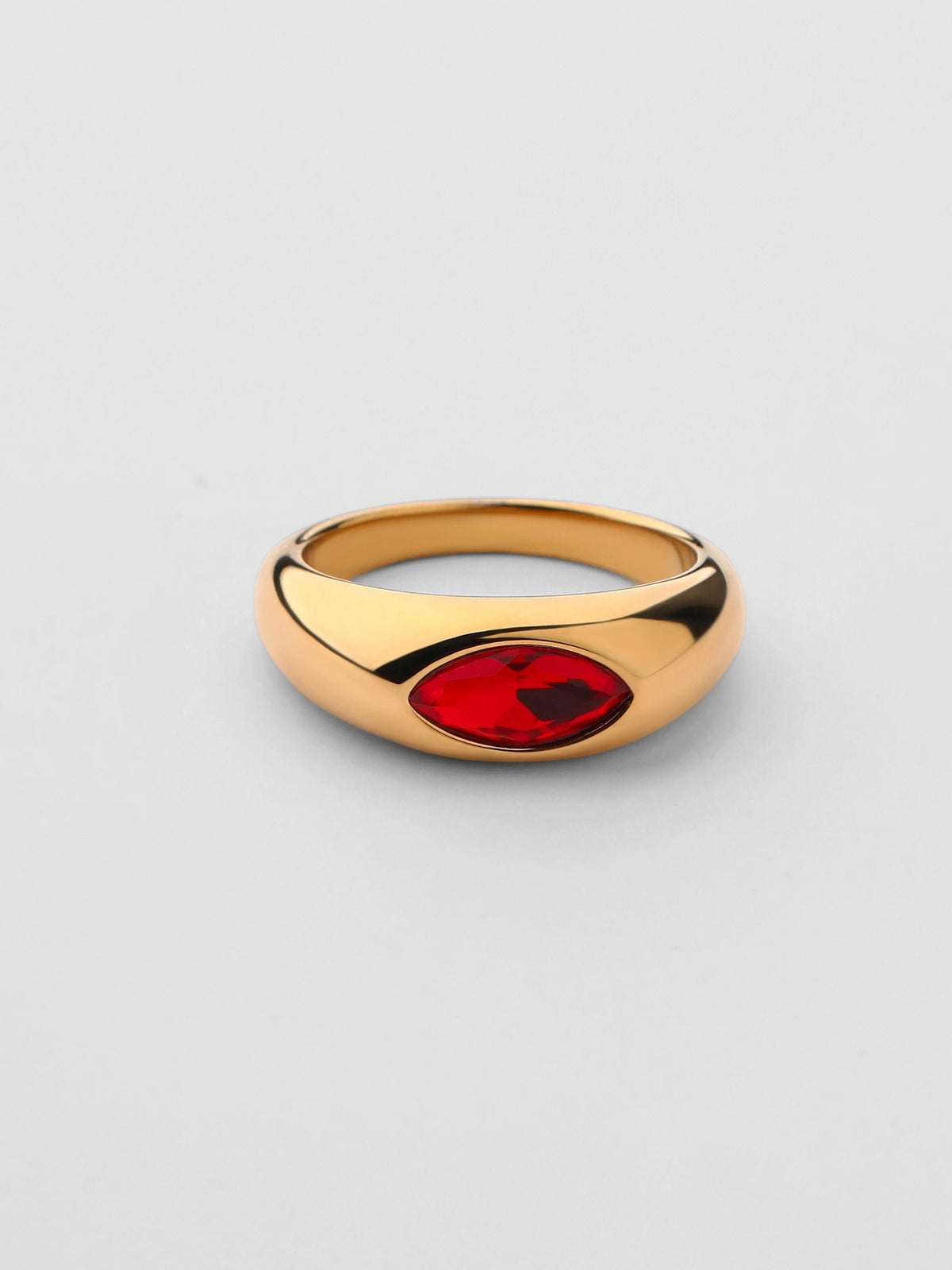 Anel Birthstone Julho Rubi Dourado