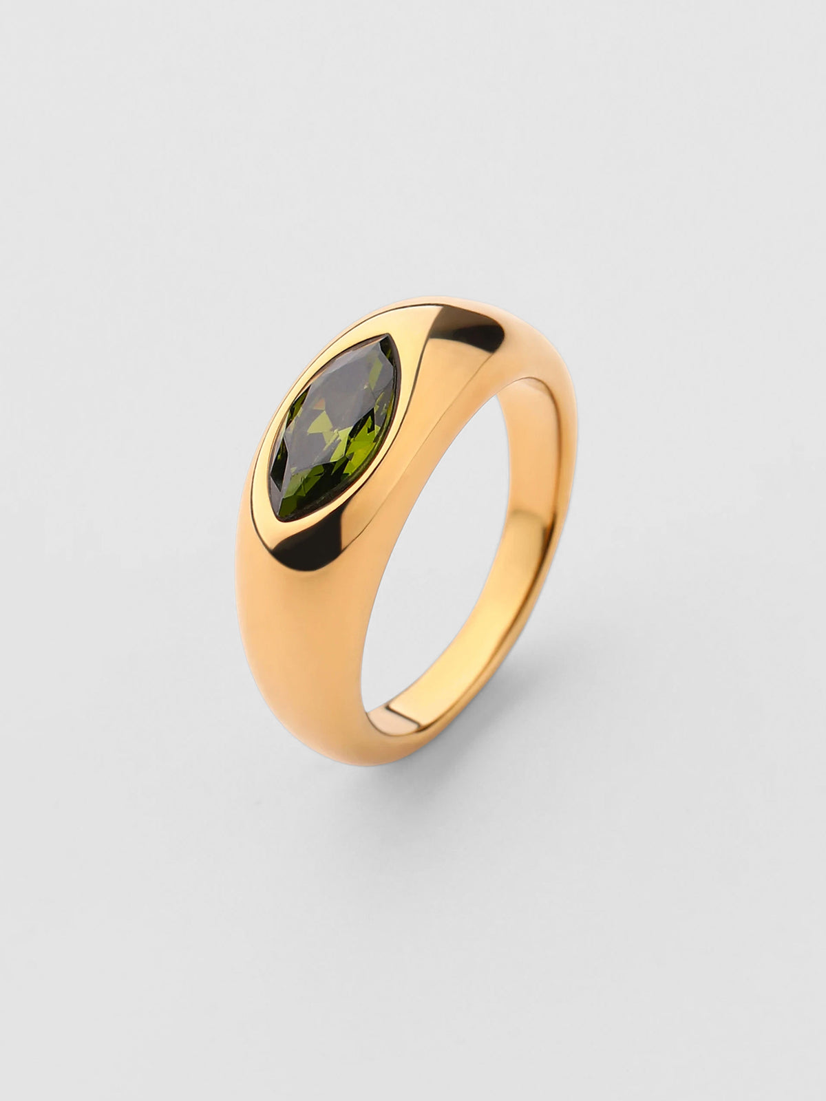 Anel Birthstone Agosto Peridoto Dourado
