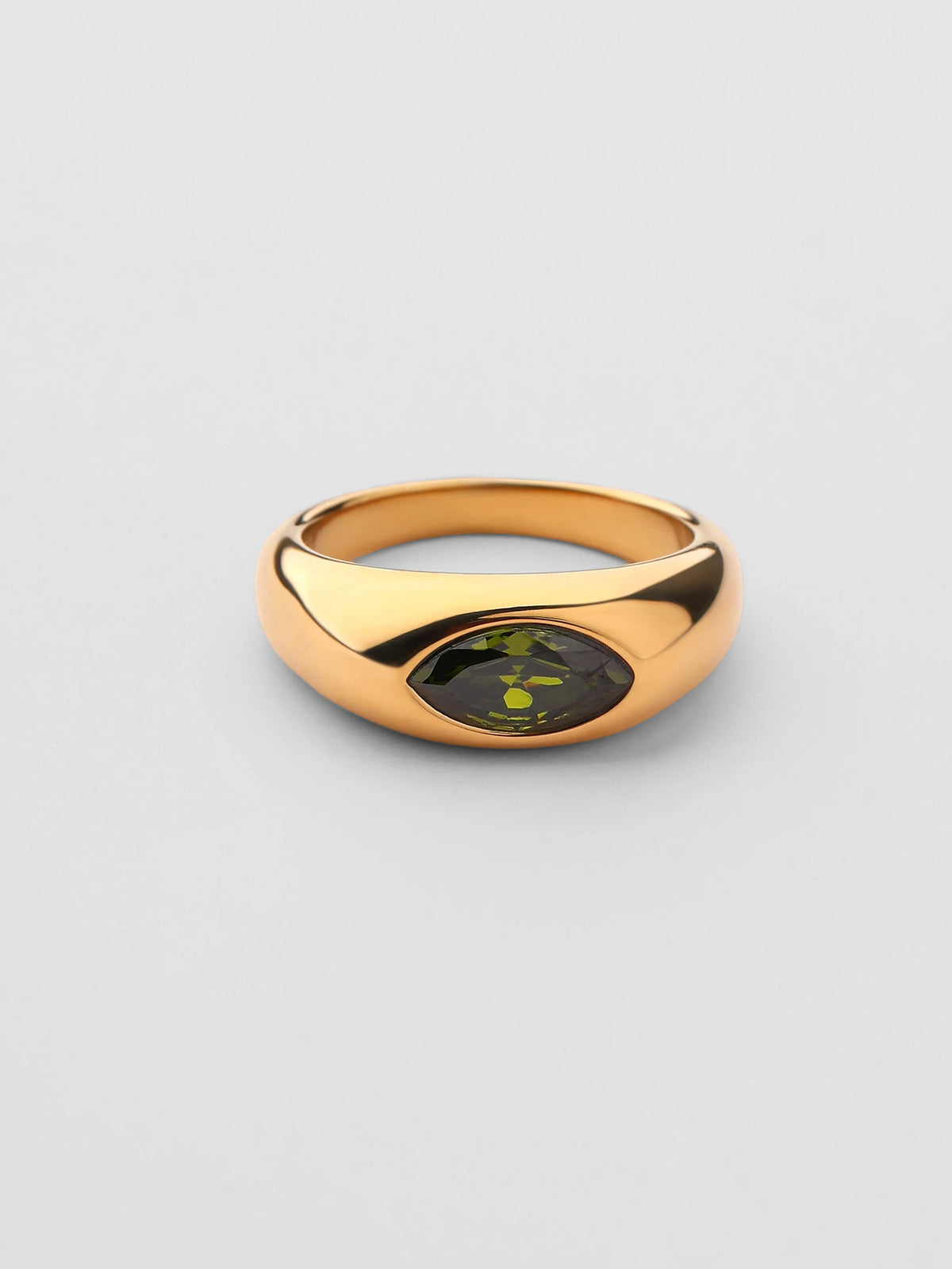 Anel Birthstone Agosto Peridoto Dourado