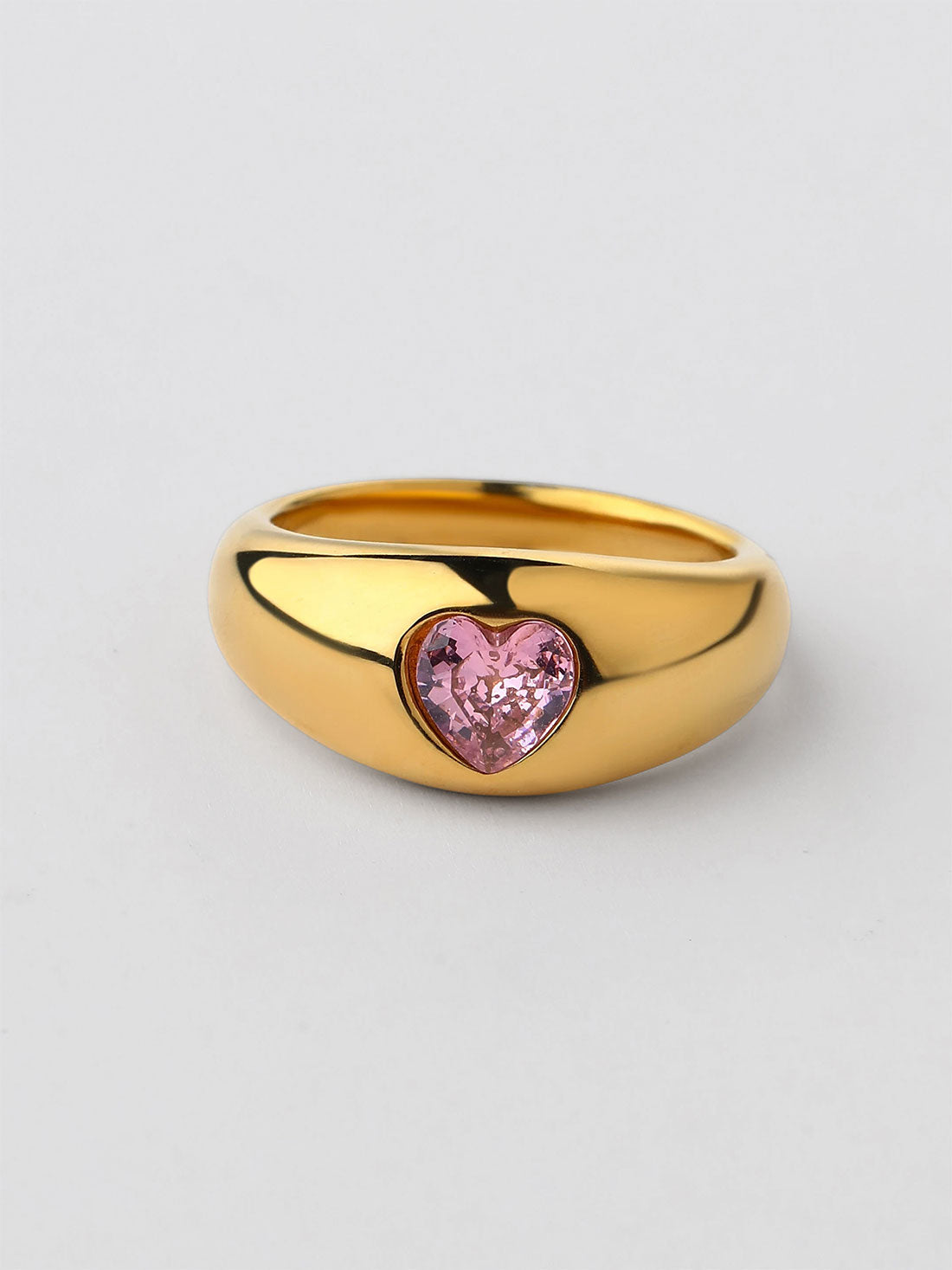 Anel Cyenna Coração Rosa Dourado